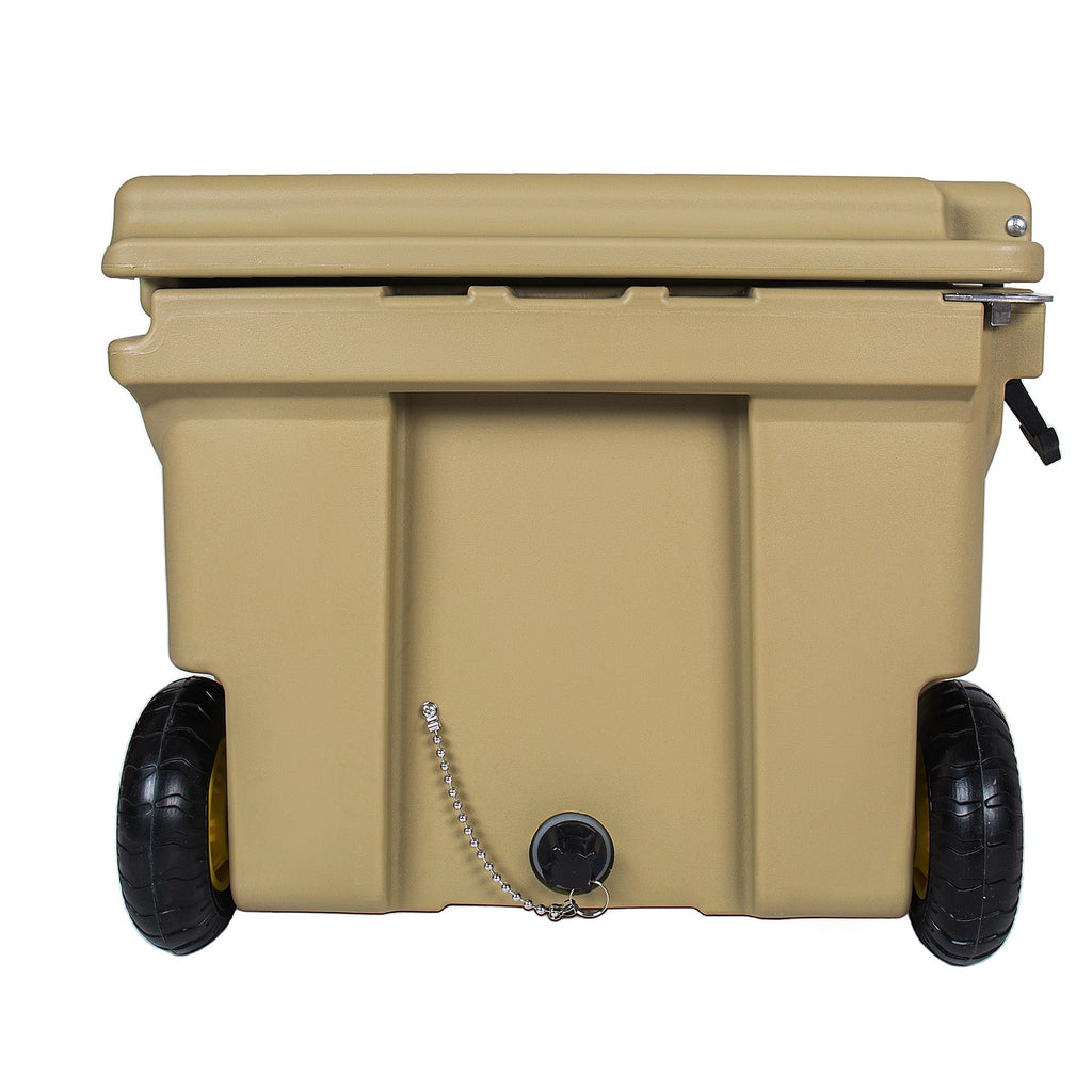 65 Quart Khaki Cooler, Ultra-Tough Hard Shell Ice Chest