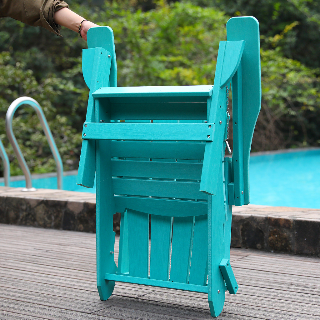 Adirondack Folding Chair with Dual Cup Holders - Lake Blue