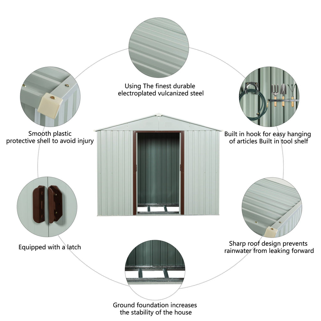 Ry-Sdyx56-Ww Outdoor Metal Storage Shed With Window - White