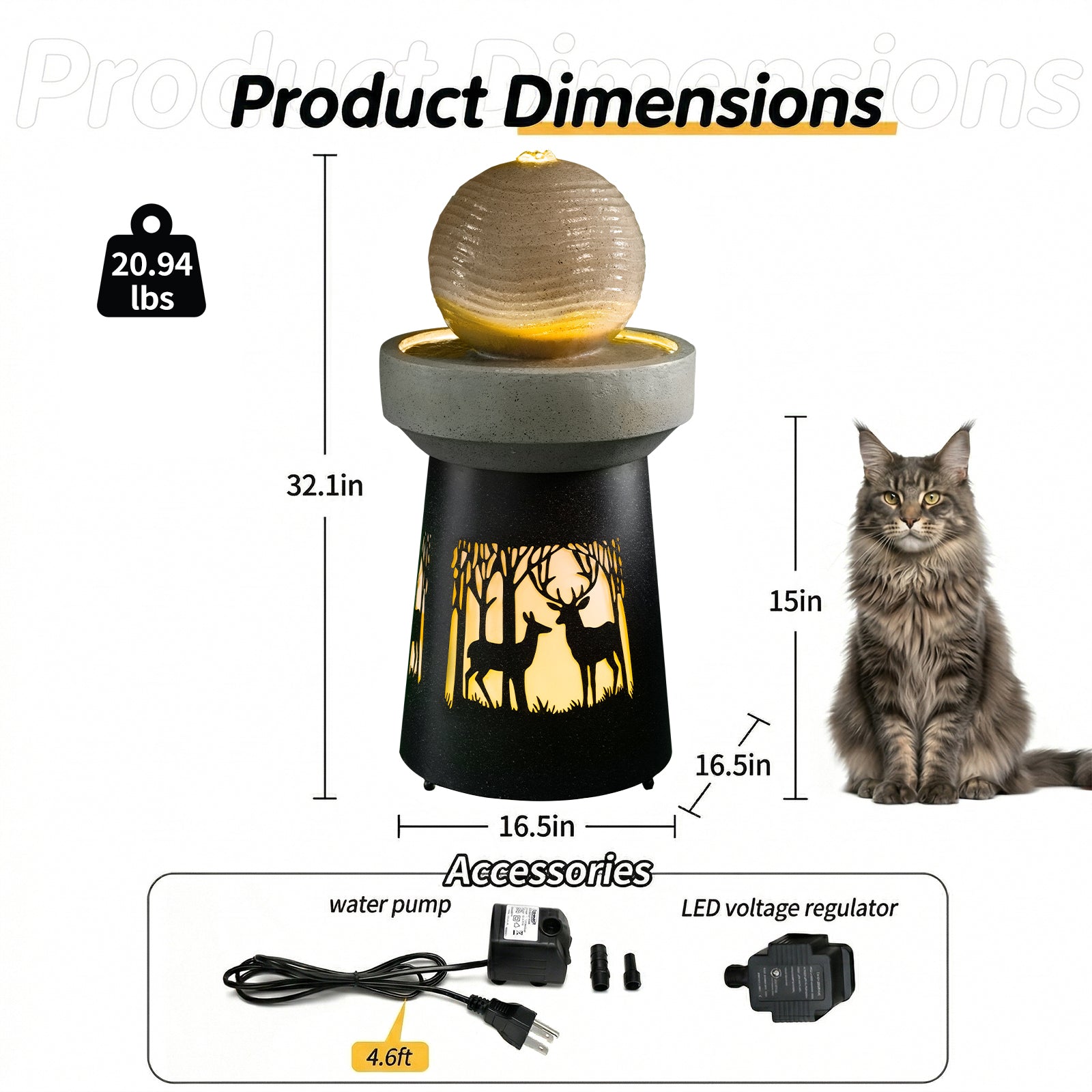 Outdoor Garden Lantern with Warm LED Light Deer Silhouette