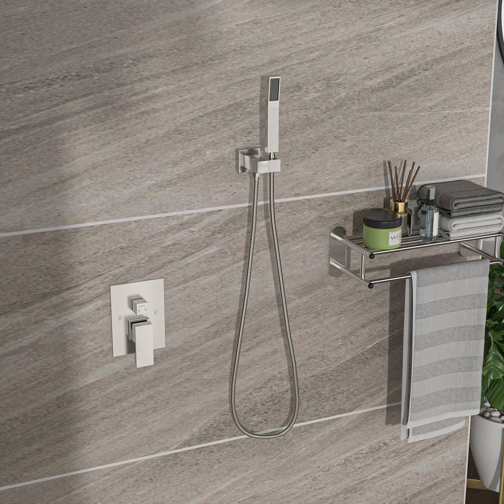 Dual Shower Head 16" Ceiling Mount Square Shower System With Rough In Valve