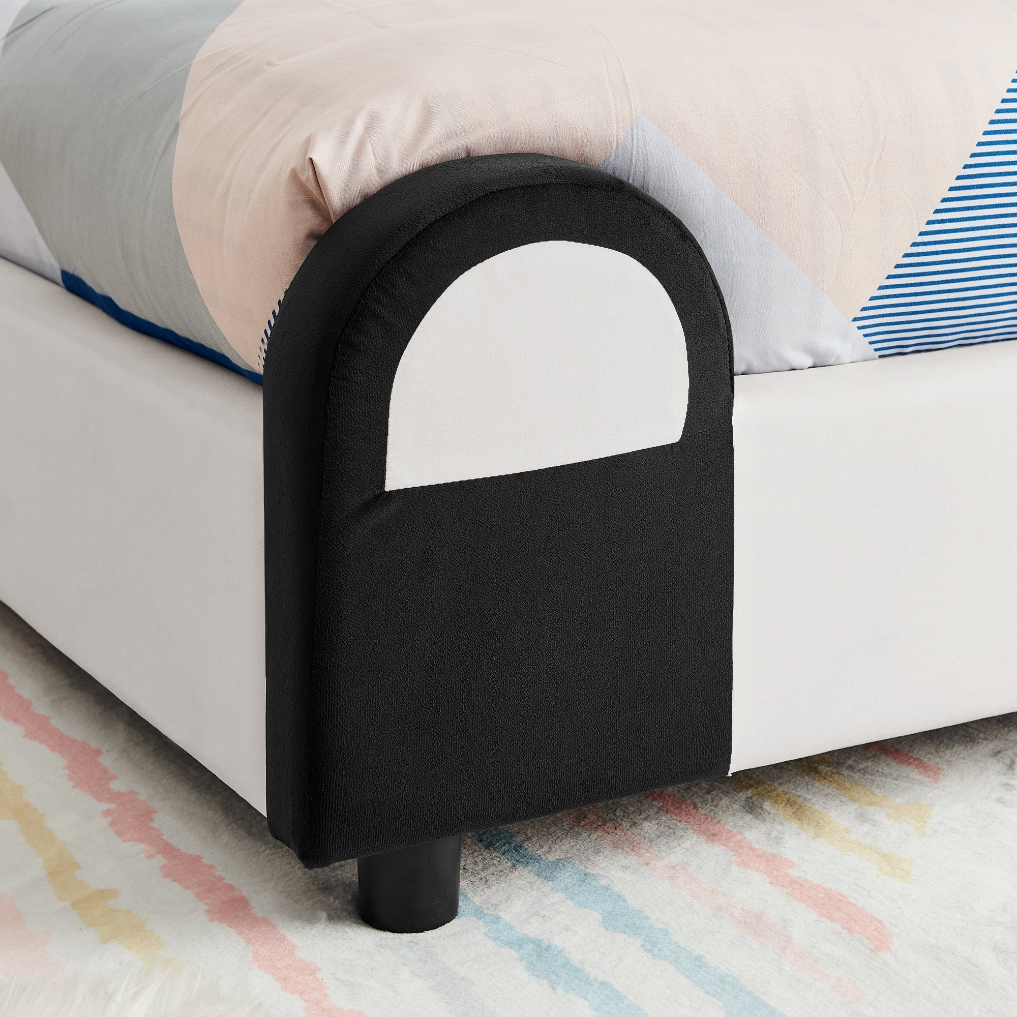 Twin Size Cute Panda-Shaped Kids Bed with Velvet Fabric