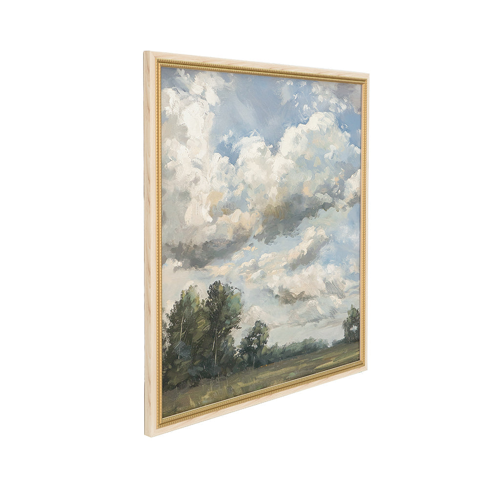 39.4x39.4 Large Square Countryside Canvas Art with Soft Multicolored Details