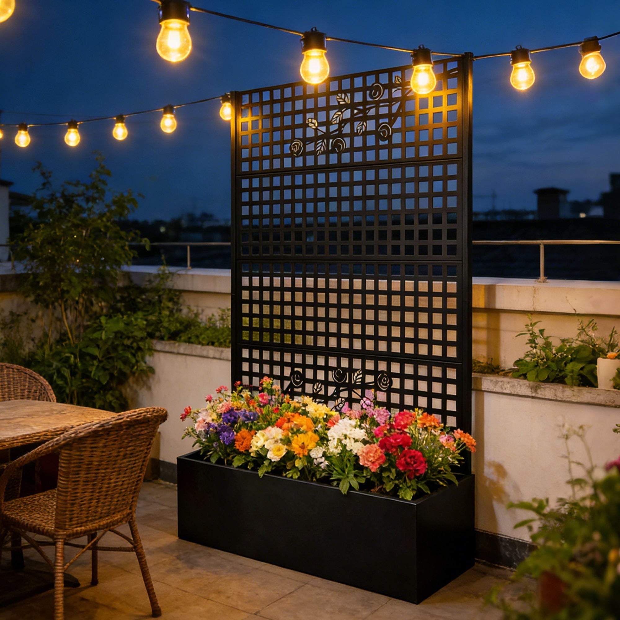 Metal Planter Box with Trellis 70.9in H x 43.3in W x 15.8in D