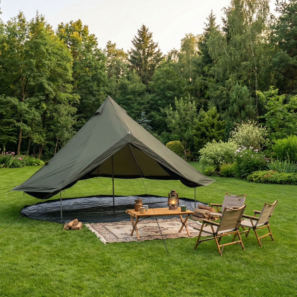 4 Season Bell Tent 13.1FT, Green Waterproof Glamping Yurt Tent