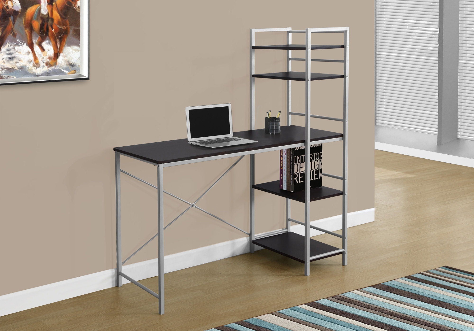 Computer Desk for Home Office with Laptop Storage Shelves