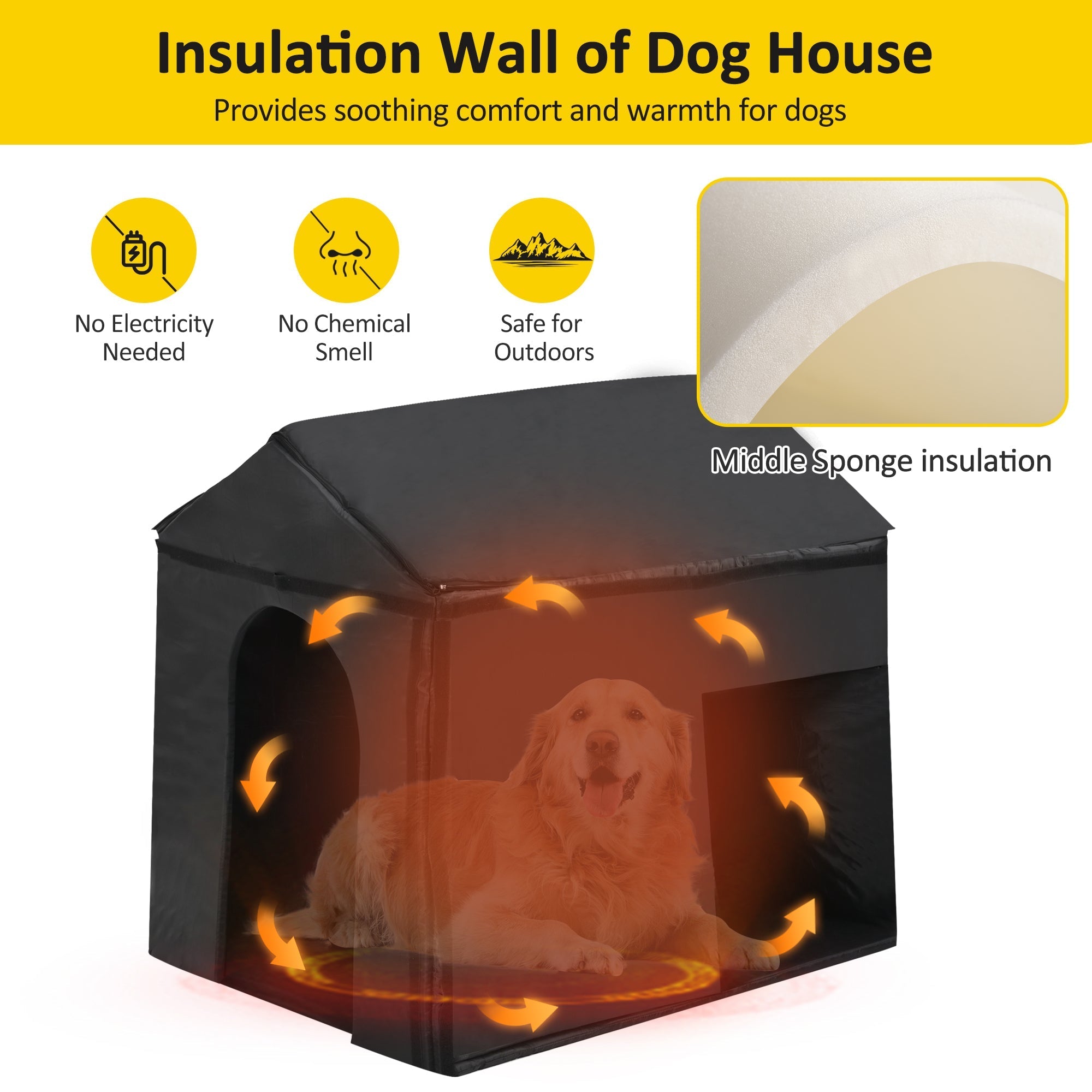 60.2 Inch Large Outdoor Dog House with Insulated Liner