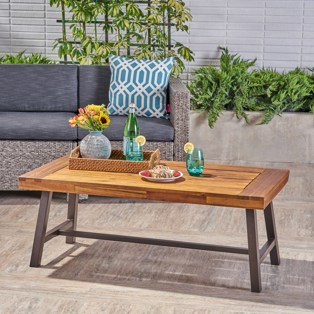 Carlisle Industrial Coffee Table With Slat Panel Design