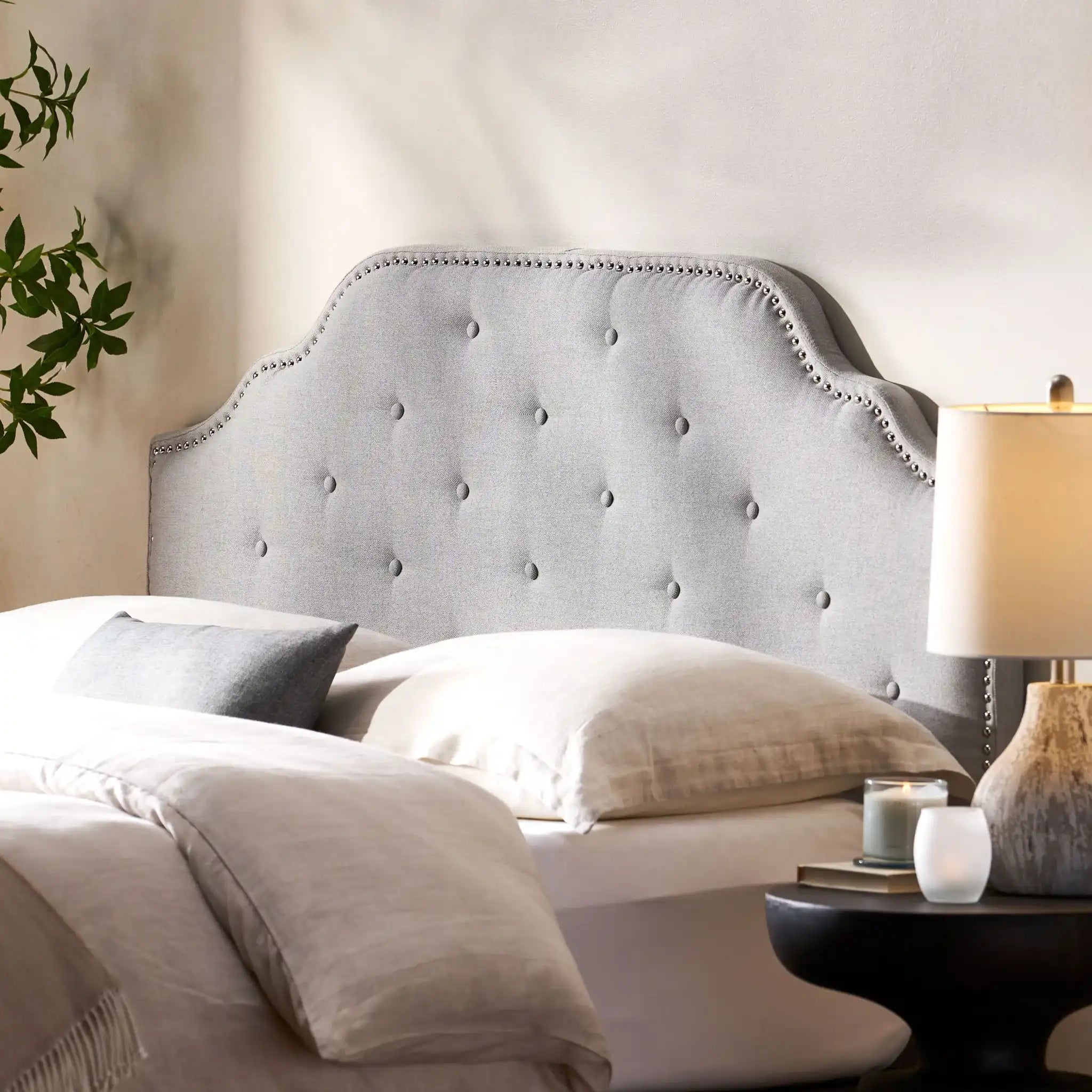 Luella Button Tufted Upholstered Headboard