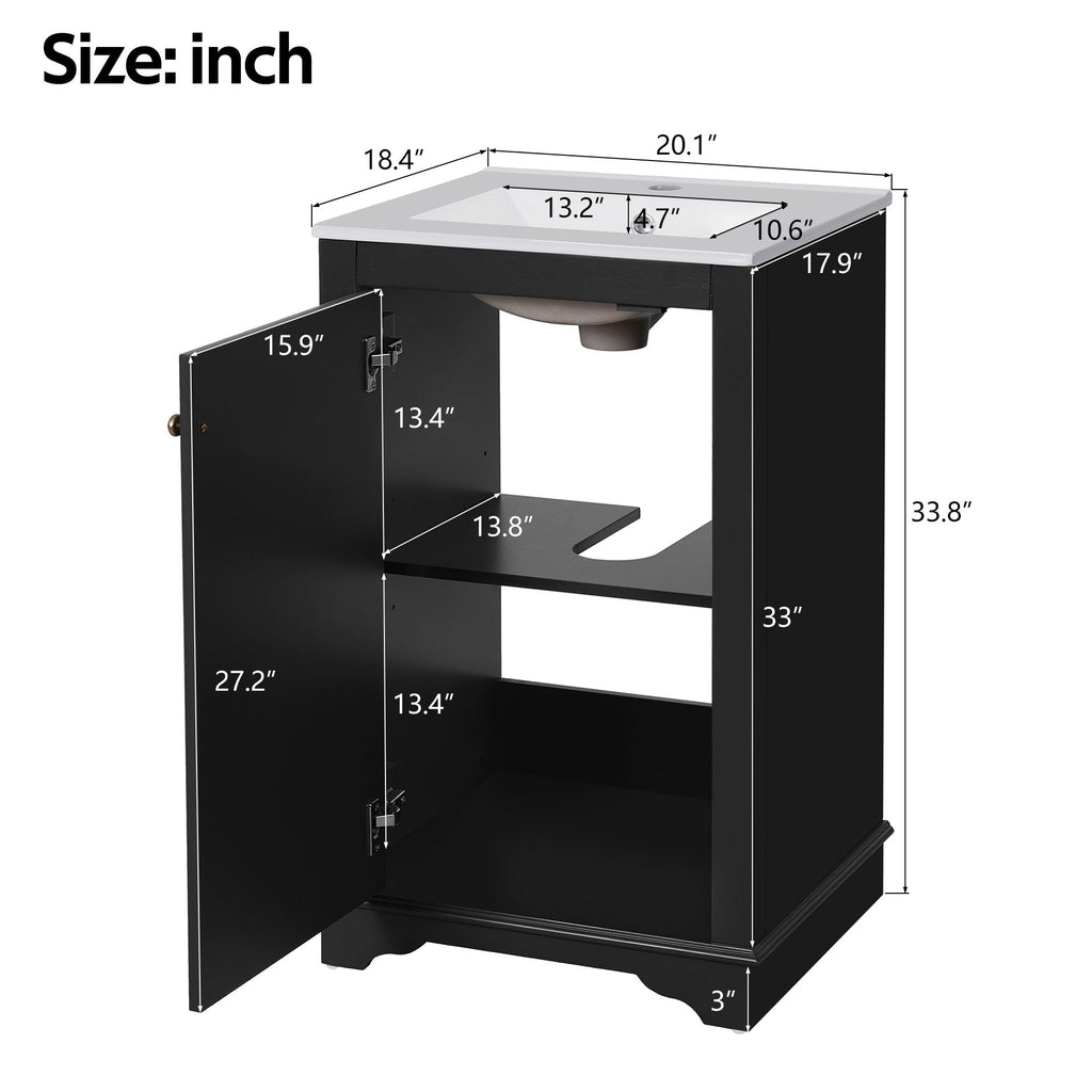 Bathroom Vanity With Sink, Freestanding Single Cabinet Set