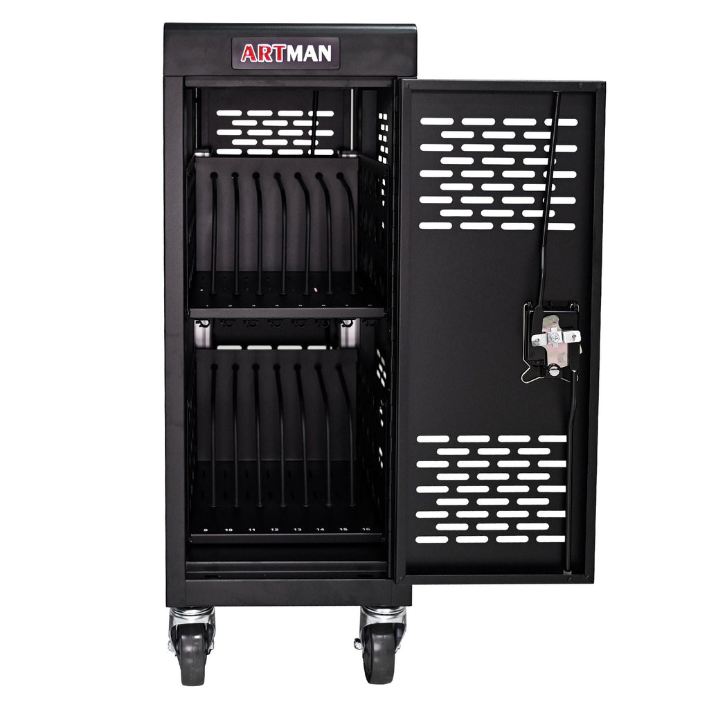 16 Bay Mobile School Charging Cart Station For book, Tablet And Laptop Computer With Power Strip Included