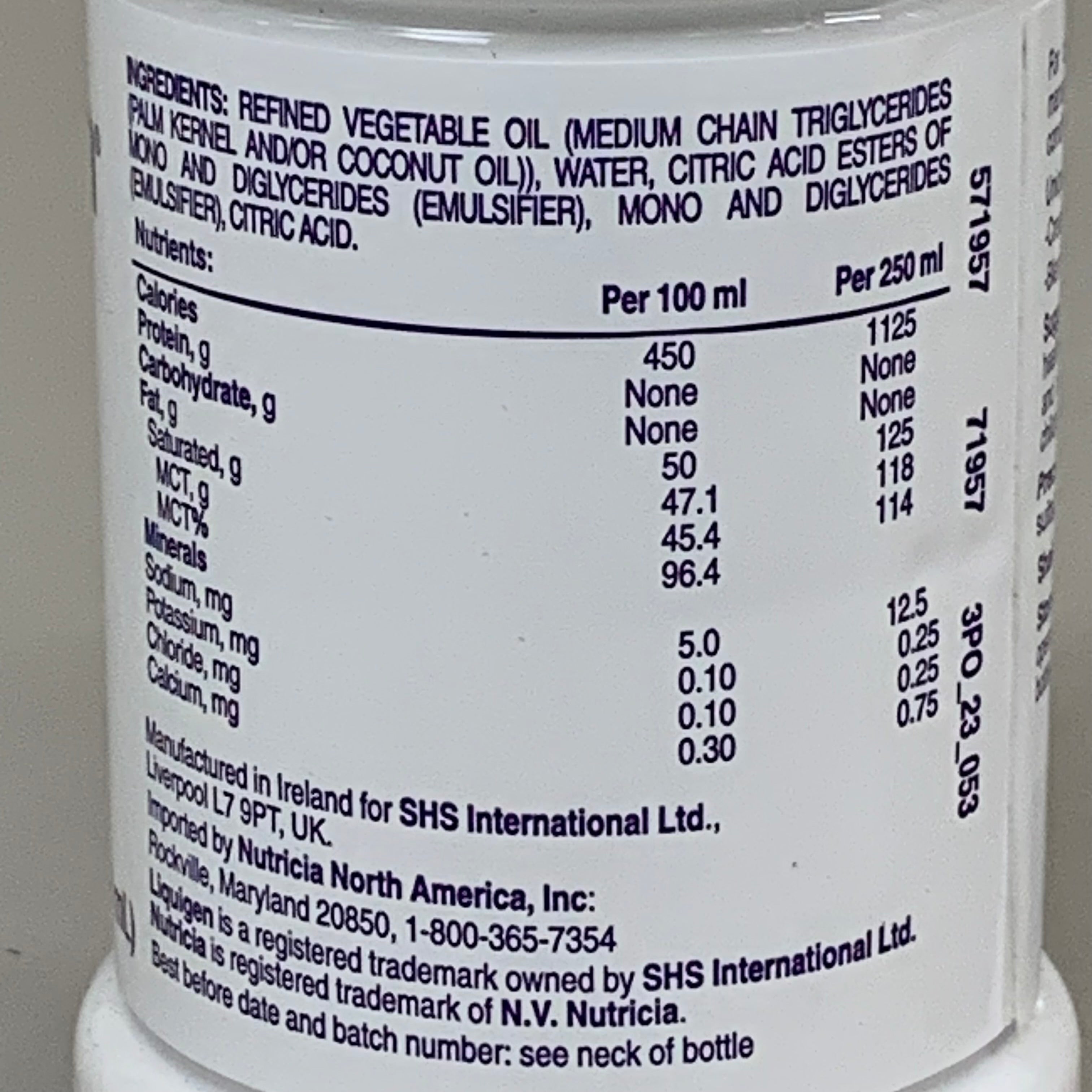 NUTRICIA Liquigen Emulsified MCT Oil High Energy Medium Chain BB 09/25 8.5 fl oz
