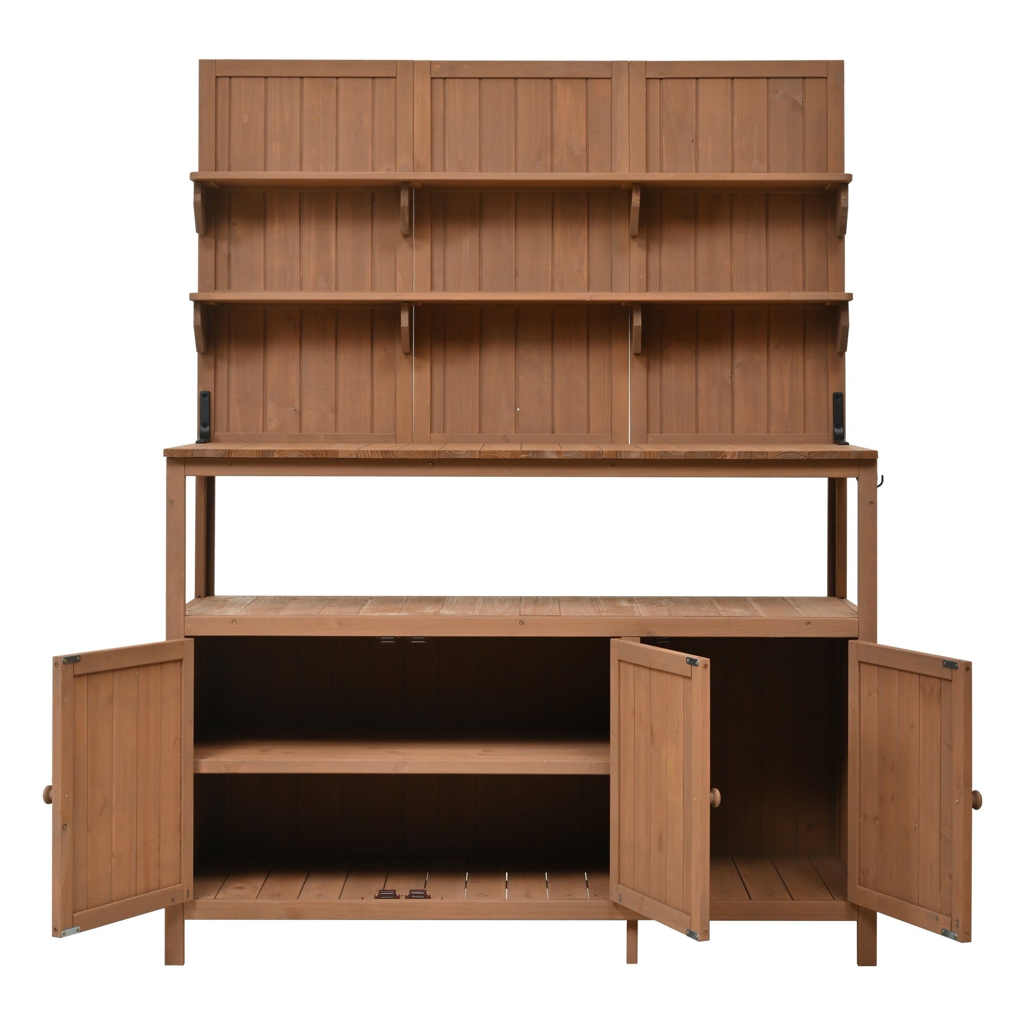 TOPMAX Potting Bench with Hutch, 50.2' Solid Fir Wood Garden Workstation