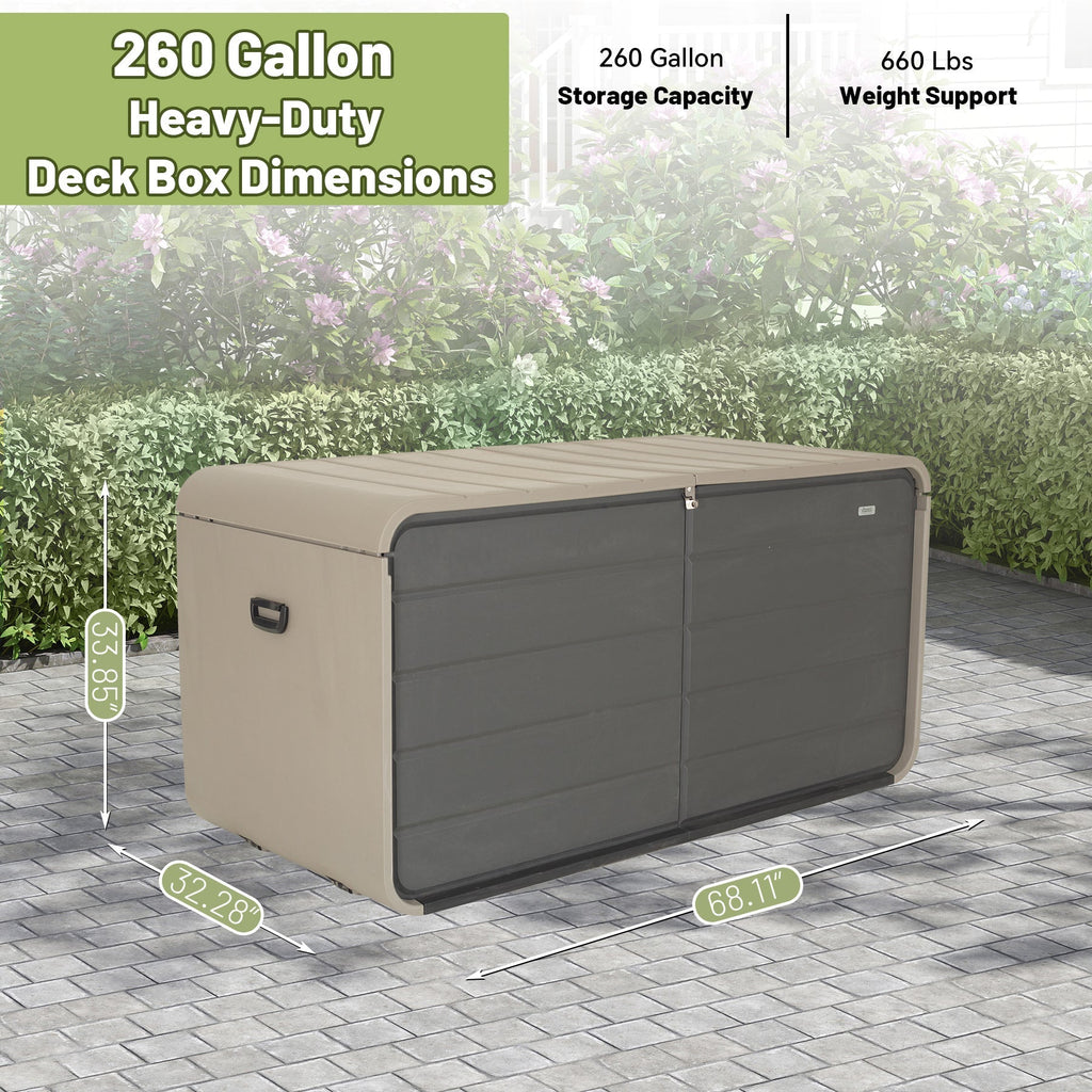 260 Gallon Plastic Deck Box with Lock and Wheels