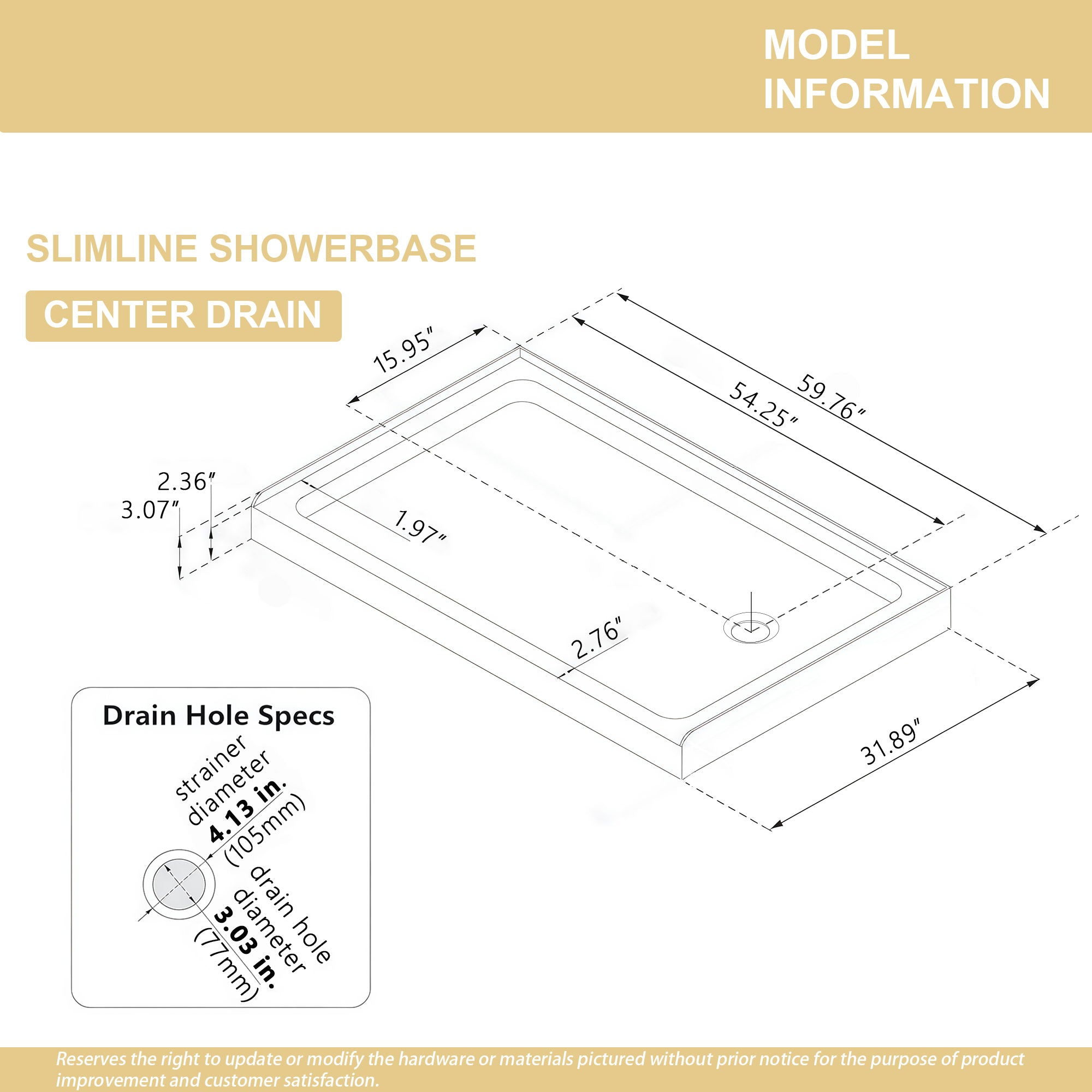 Shower Base Drain With Single Threshold Design
