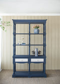 4 Tier Wooden Shelf With Two Drawers - Antique Navy Blue