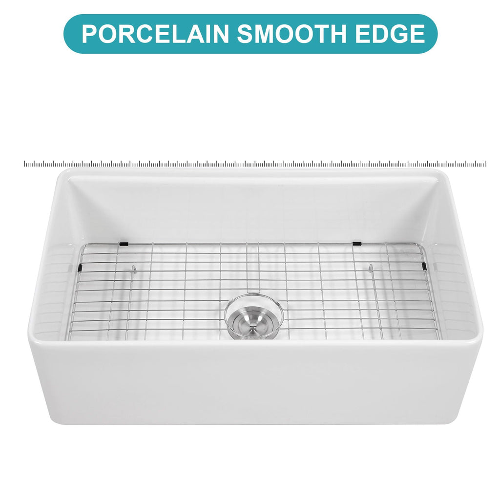 Kitchen Sink Workstation 33" Single Bowl Sink With Work Surface - White