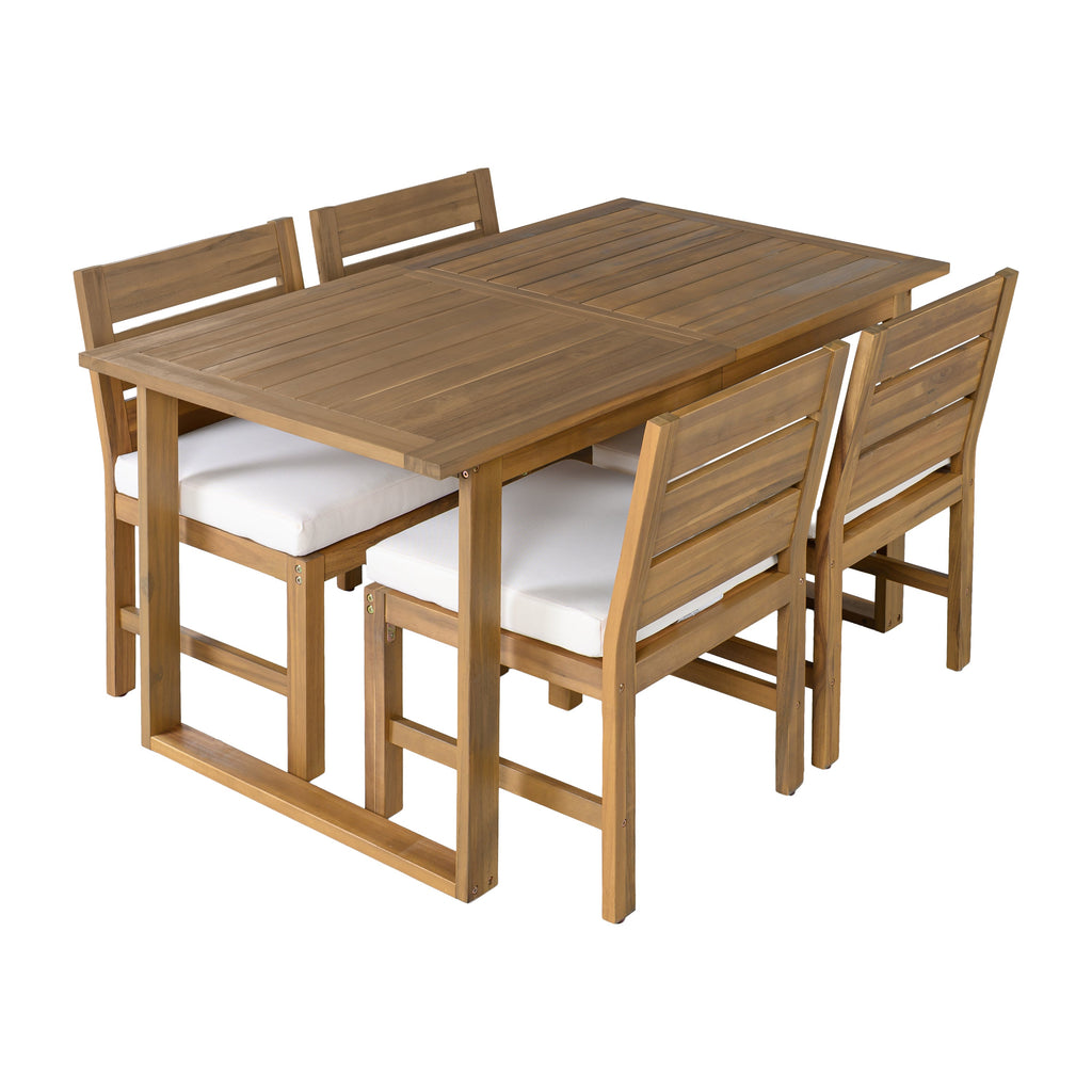 U_STYLE Farmhouse 5-Piece Outdoor Patio Dining Set with Adjustable Legs