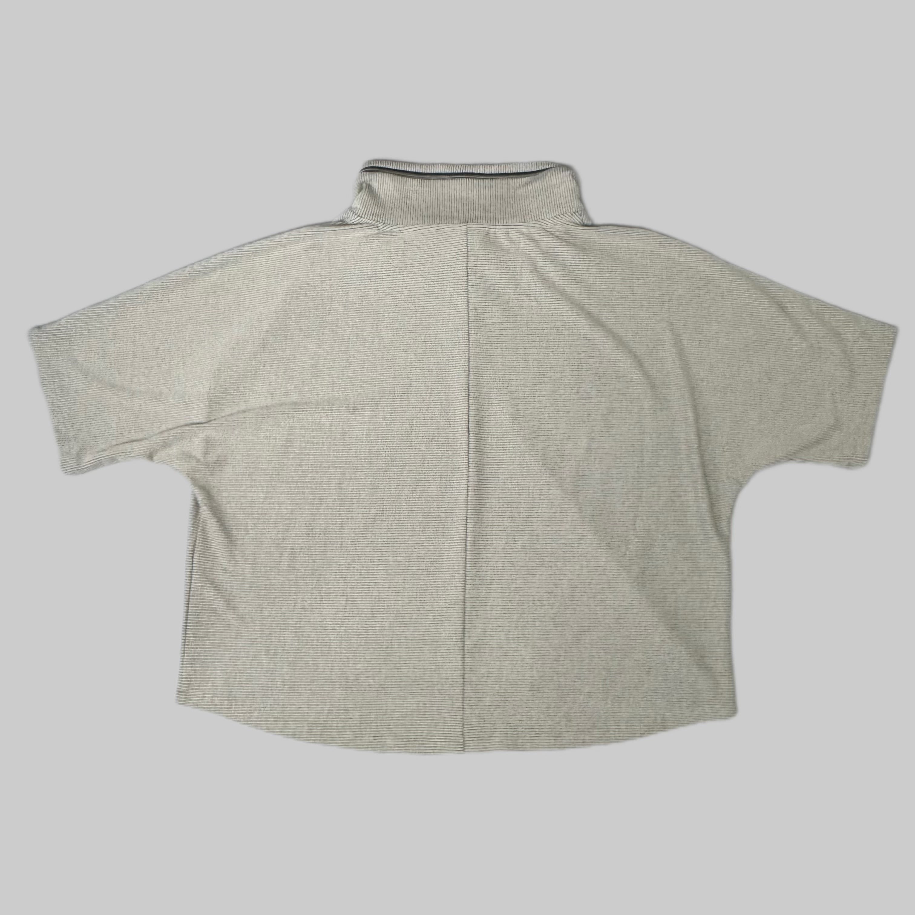 MULTIPLES Zippered Cowl Neck Top Petite Women's Sz PL Stone M44802TP