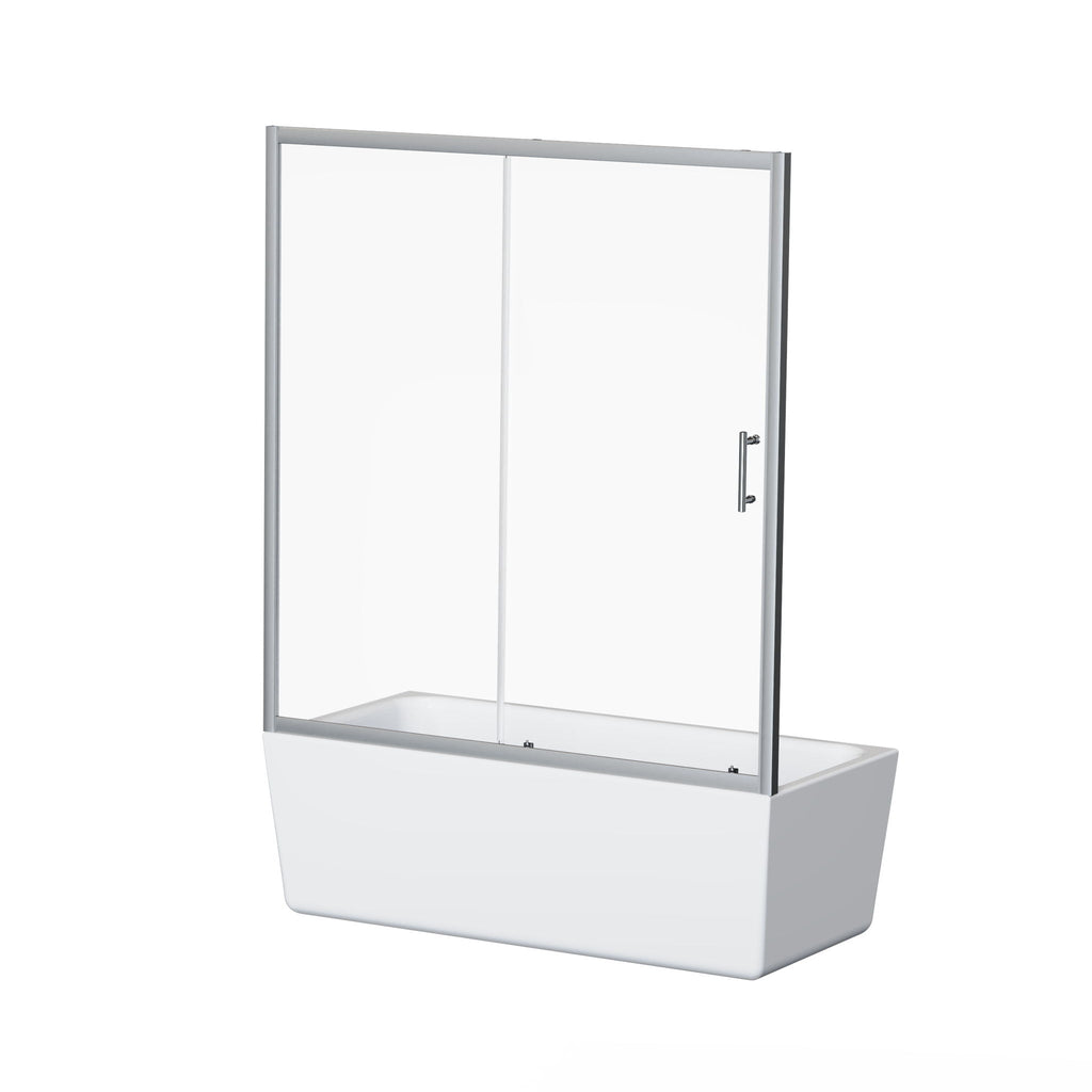 Single Sliding Shower Door For Bathtub With Handle - Chrome