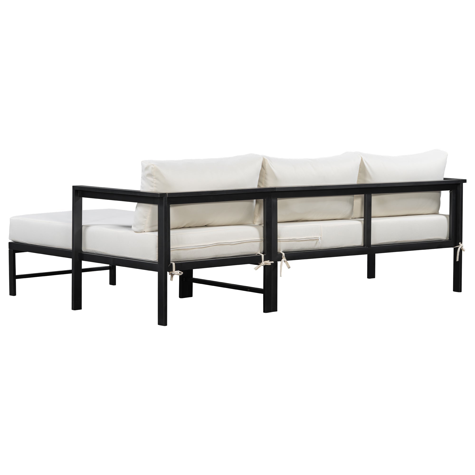 U_style Outdoor L-Shaped Sofa with Iron Frame and Ultra-Thick Cushions