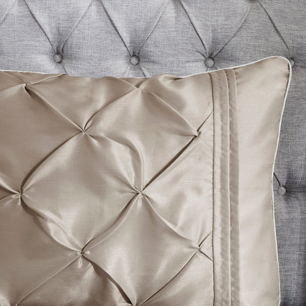 7 Piece Tufted Comforter Set Taupe Queen