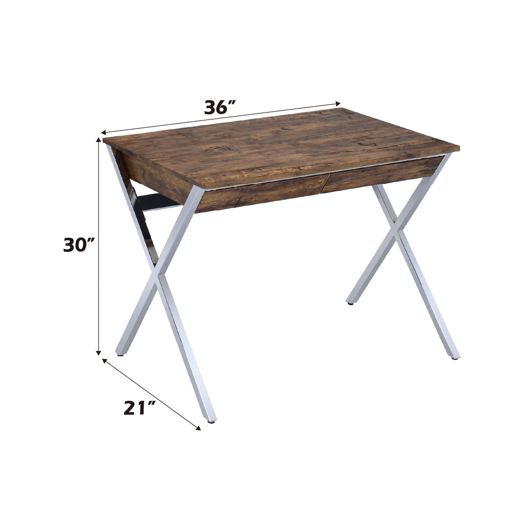 Callers Weathered Writing Desk - Chrome / Oak