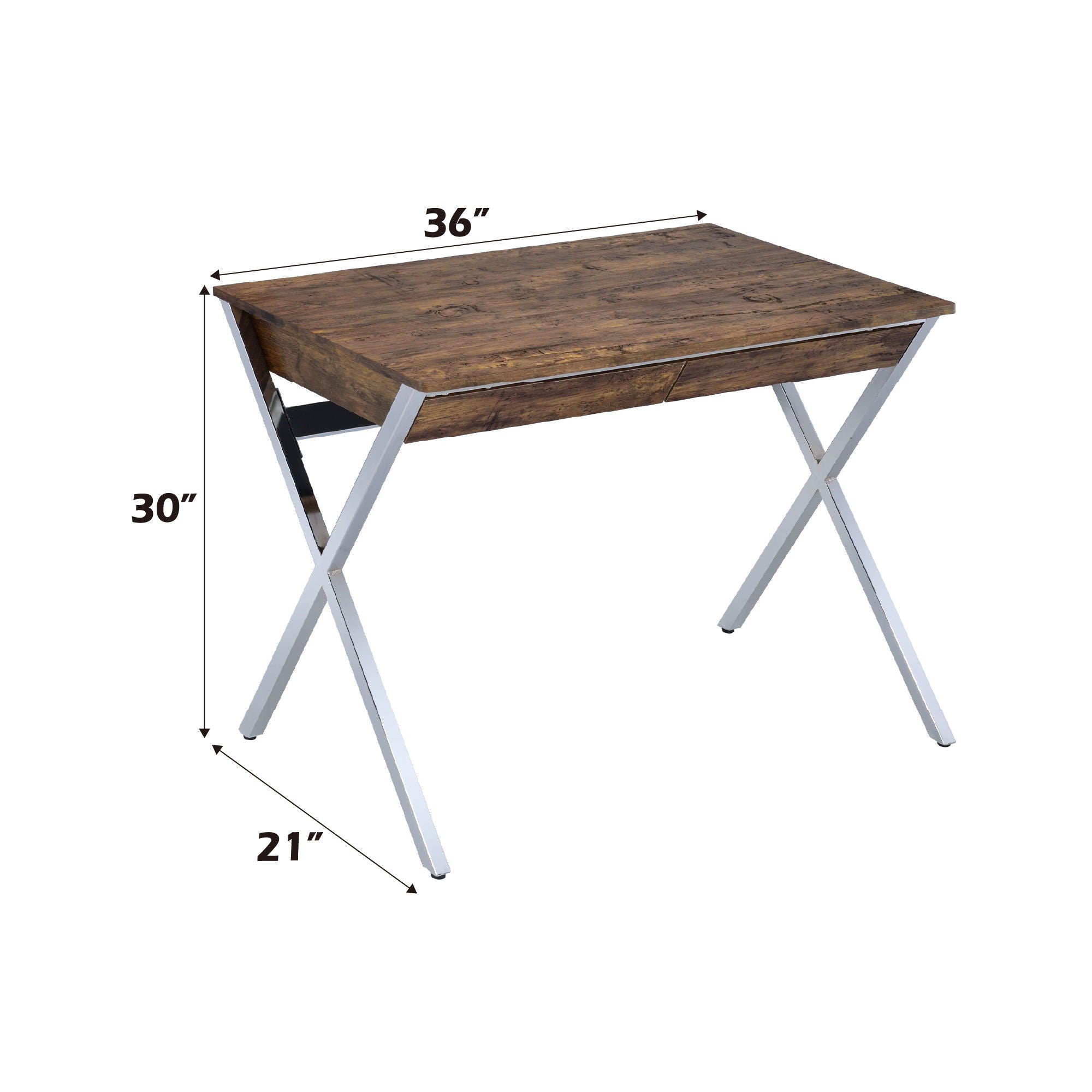 Callers Weathered Writing Desk - Chrome / Oak