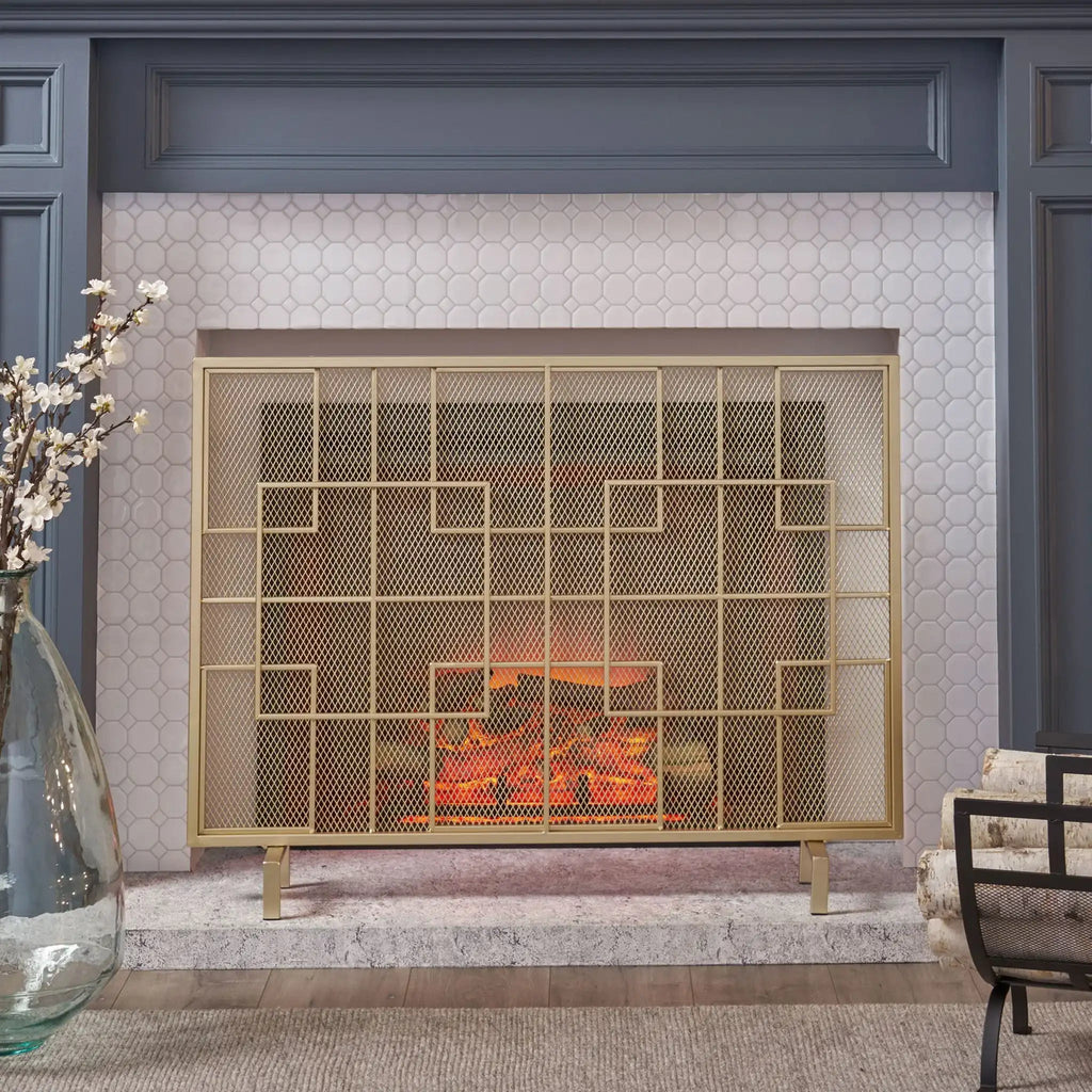 Dorothy Modern Single Panel Iron Fire Screen