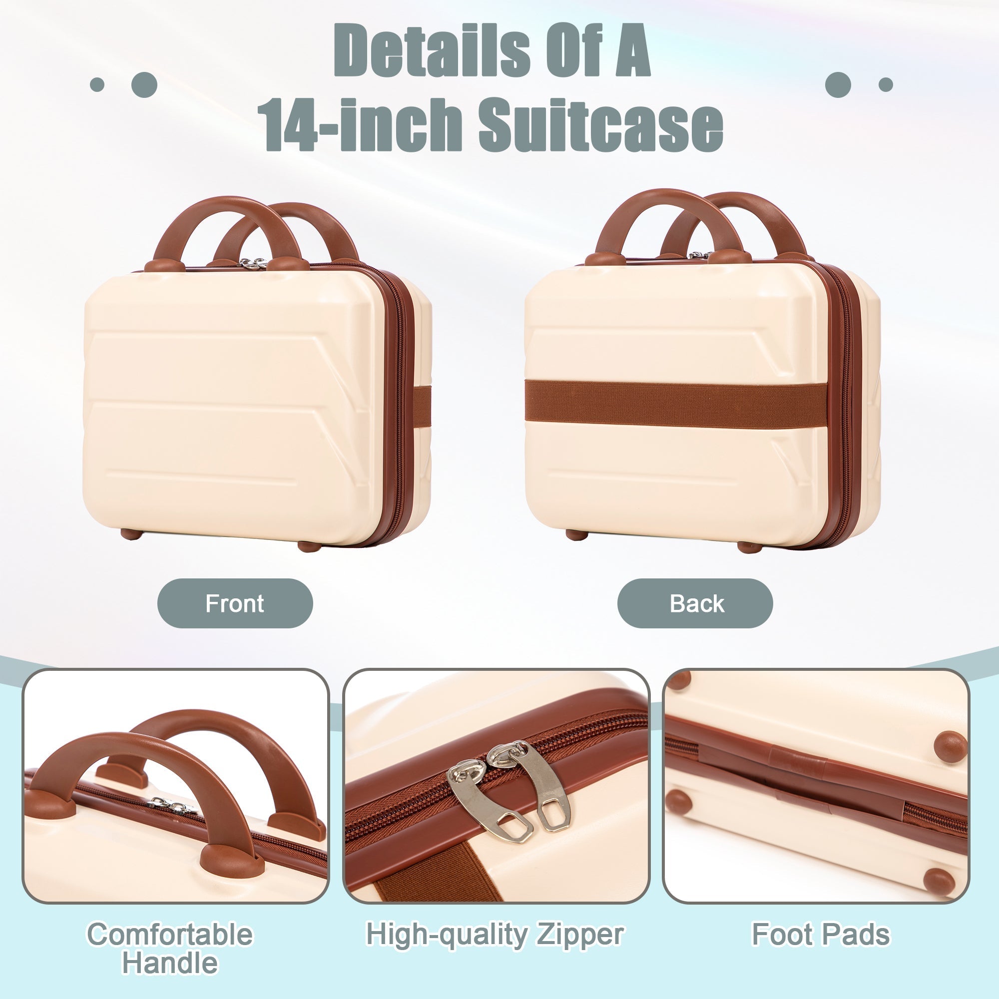 14'/20' 2-Piece Beige ABS Spinner Wheel Luggage Set