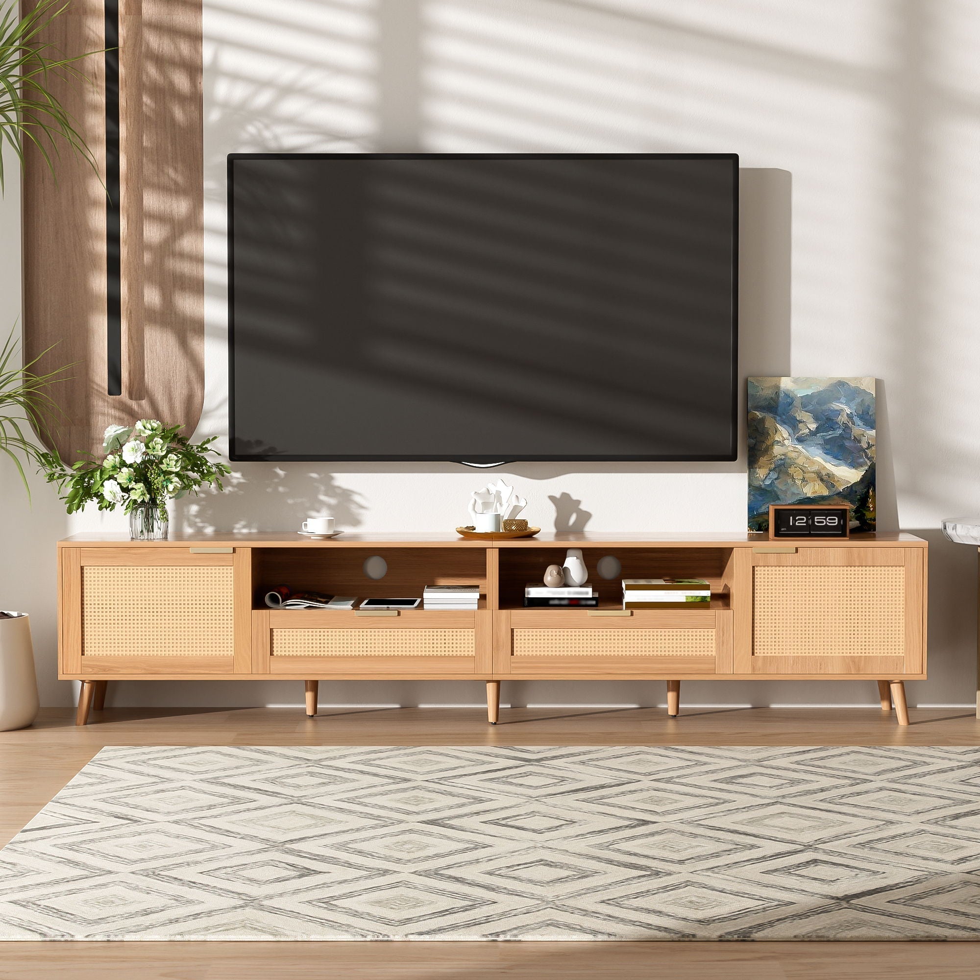 TV Stand Media Console With Cable Management