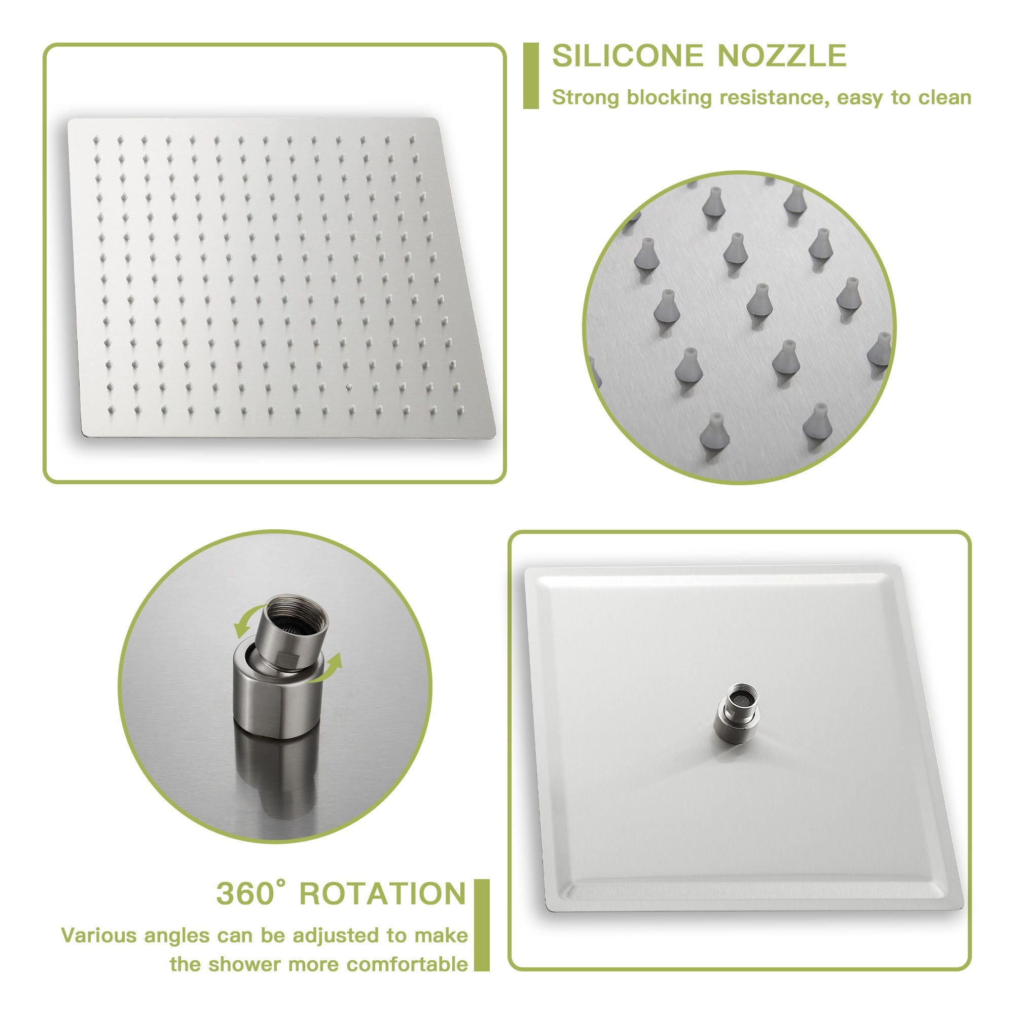 Ultra Thin Square Rainfall Shower Head Stainless Steel, Wall Or Ceiling Mount
