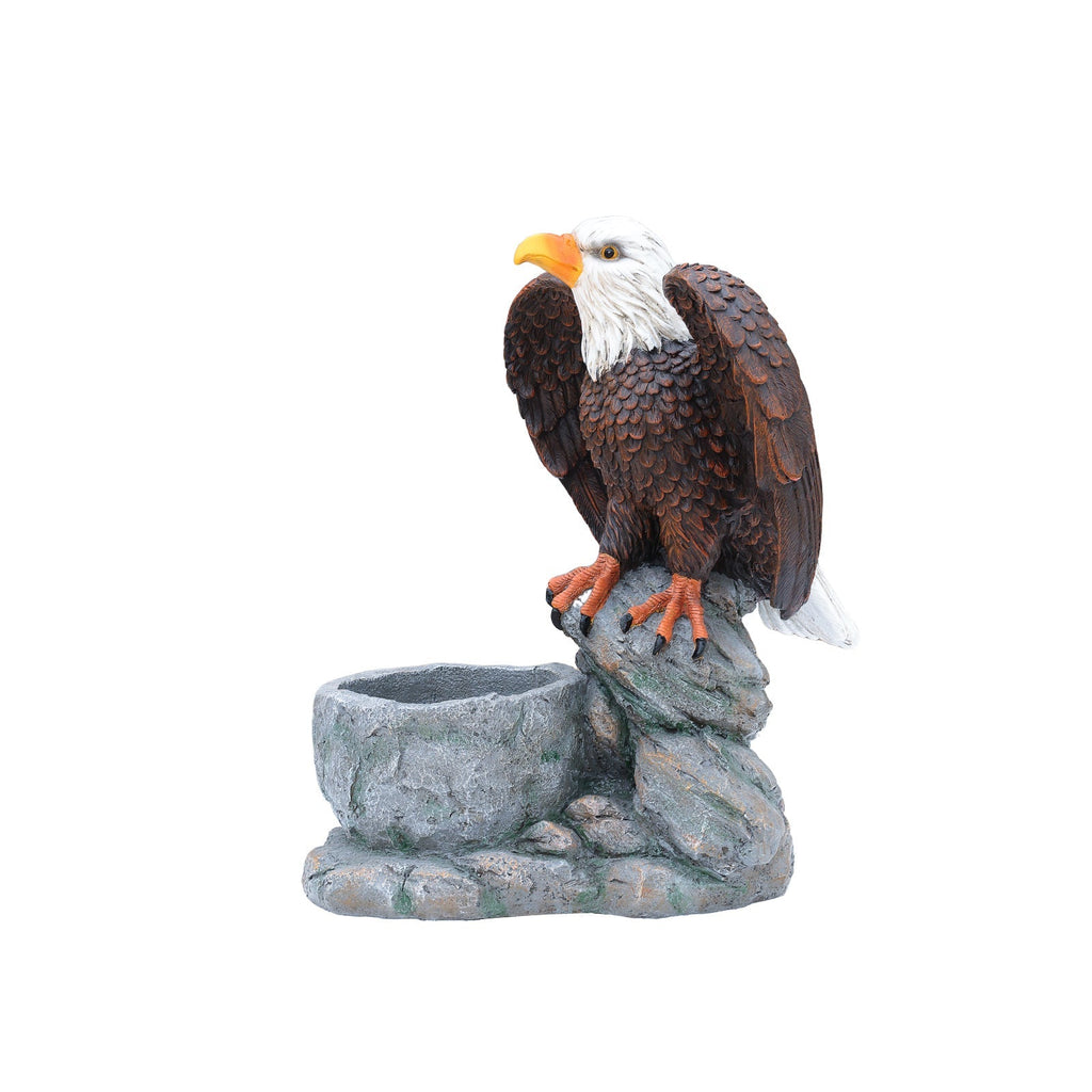 Standing Eagle Statue Garden Planter on Faux Stone Base