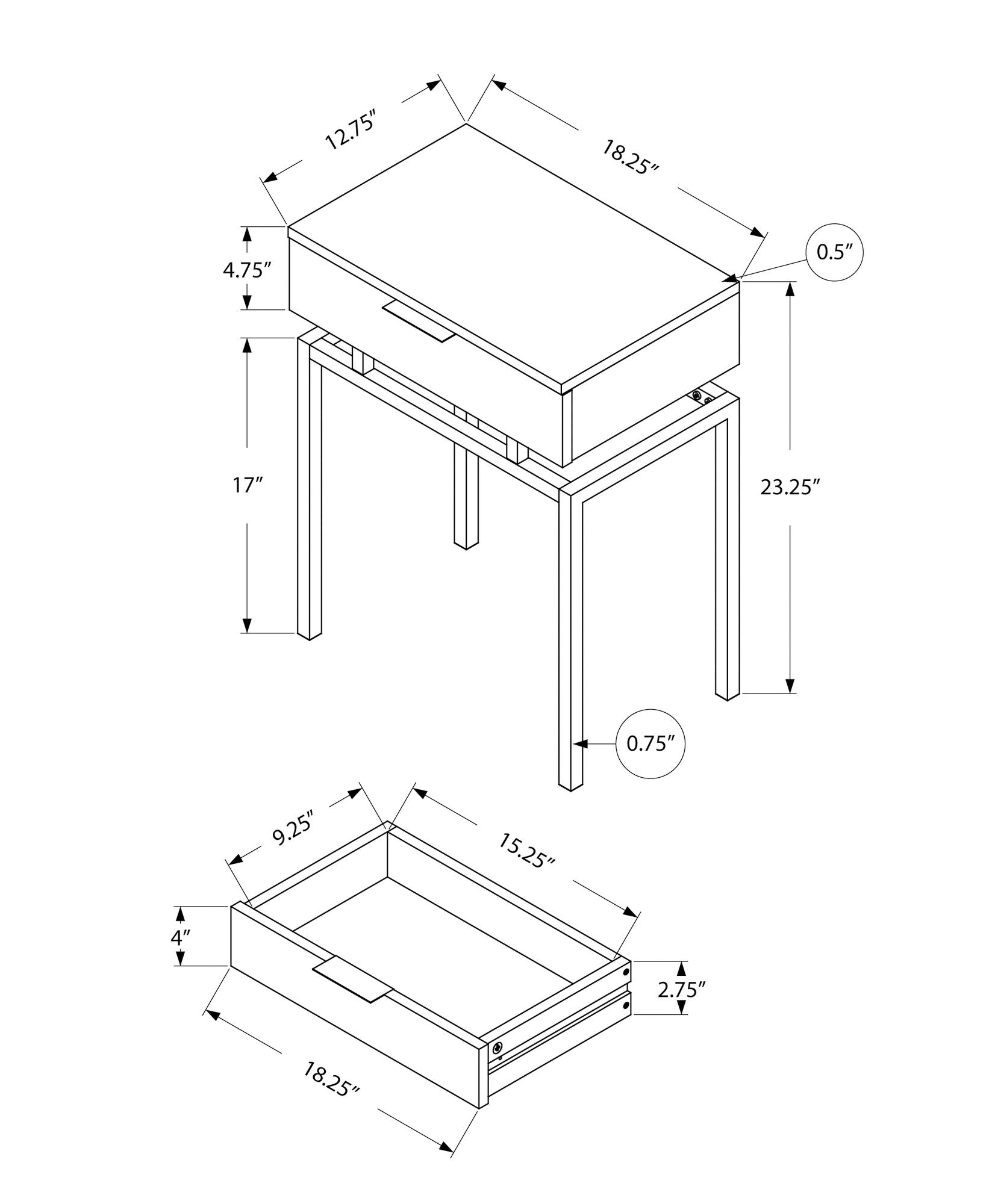 Spacious Table Top Accent Side Table with Storage Drawer