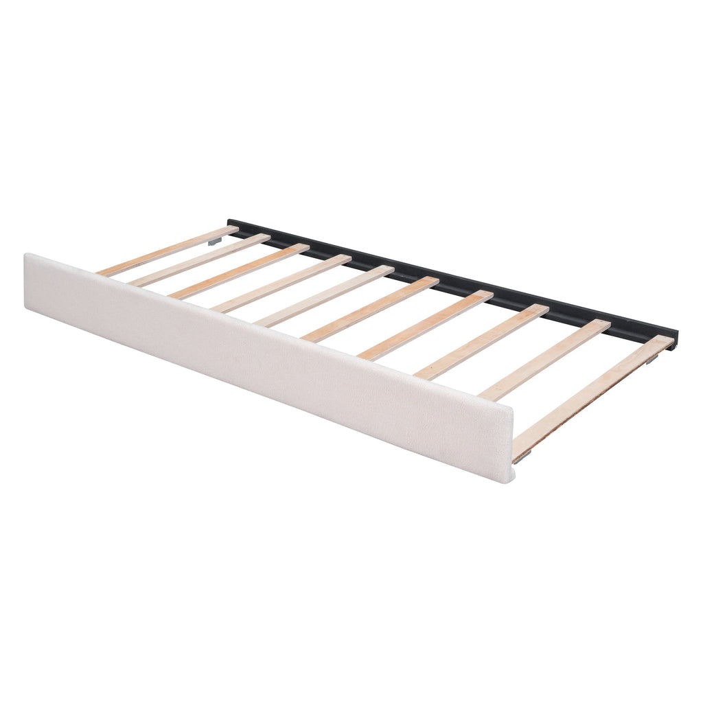 Teddy Fleece Full Size Upholstered Platform Bed with Twin Trundle