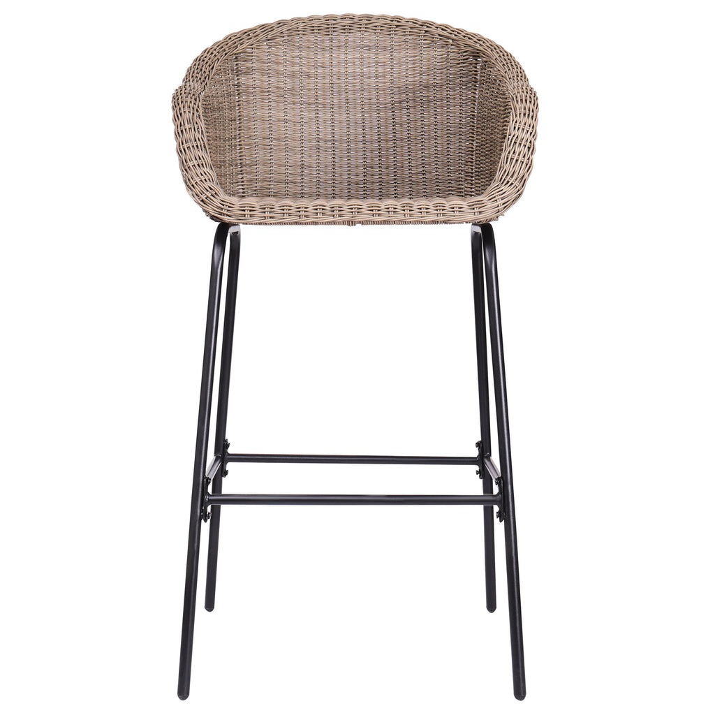 Ladd Outdoor Metal Wicker Barstool Set of 2