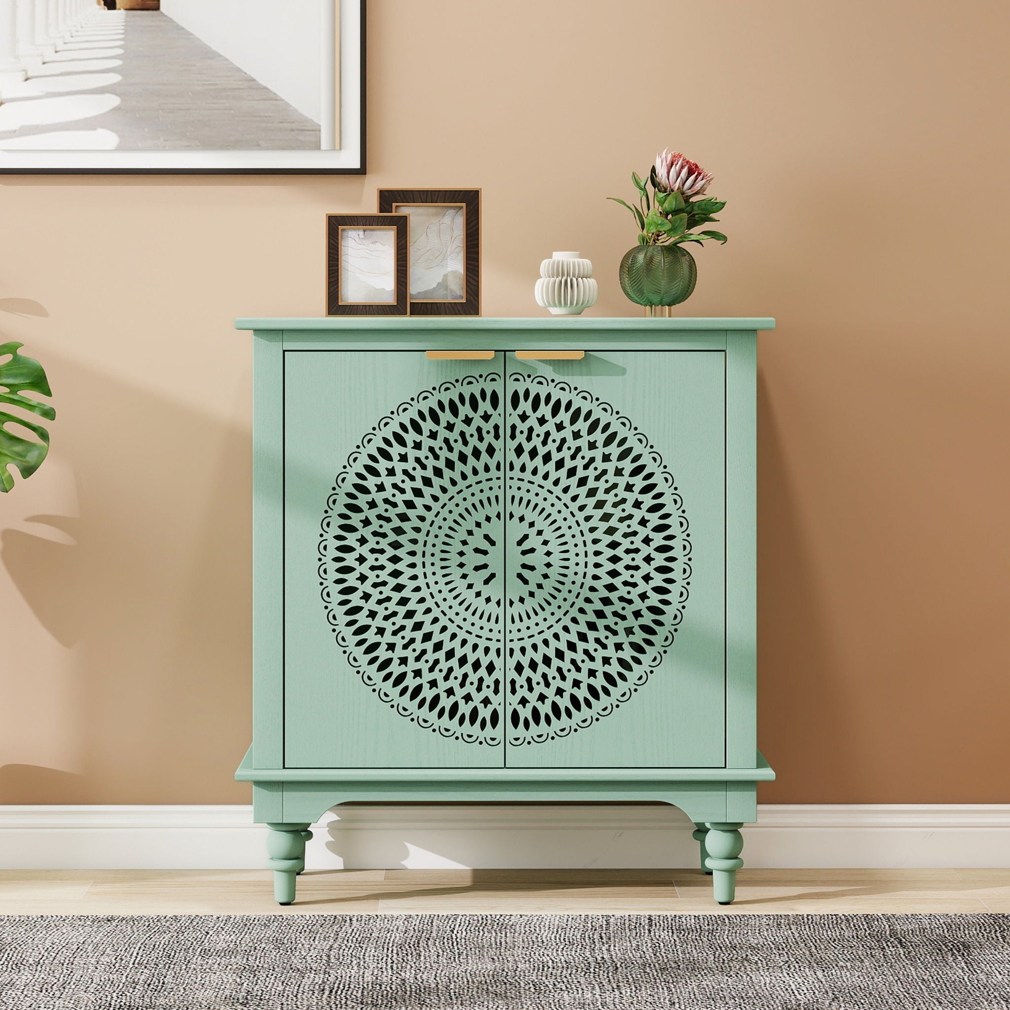 Hollow - Carved 2 Doors Accent Cabinet