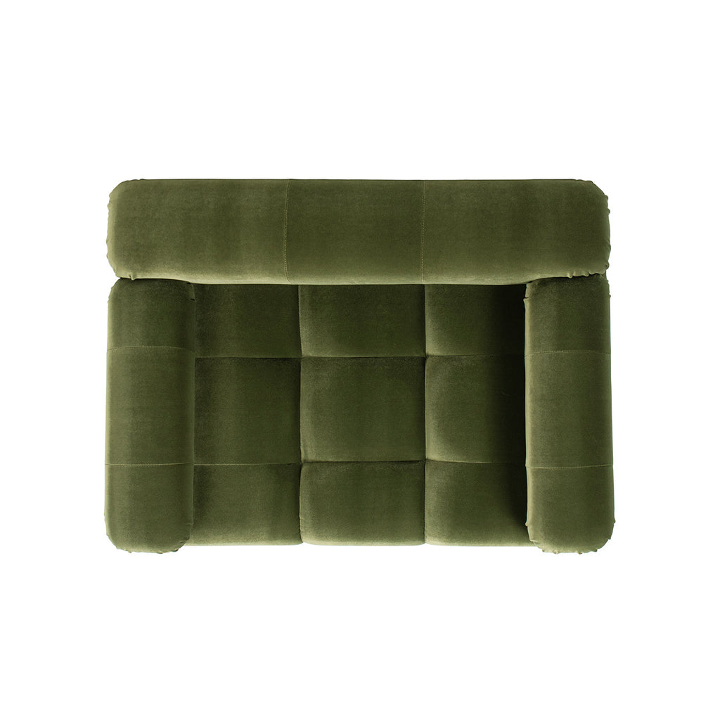 Marcel Upholstered Modern Small to Medium Pet Bed For Dogs and Cats Olive Green Velvet