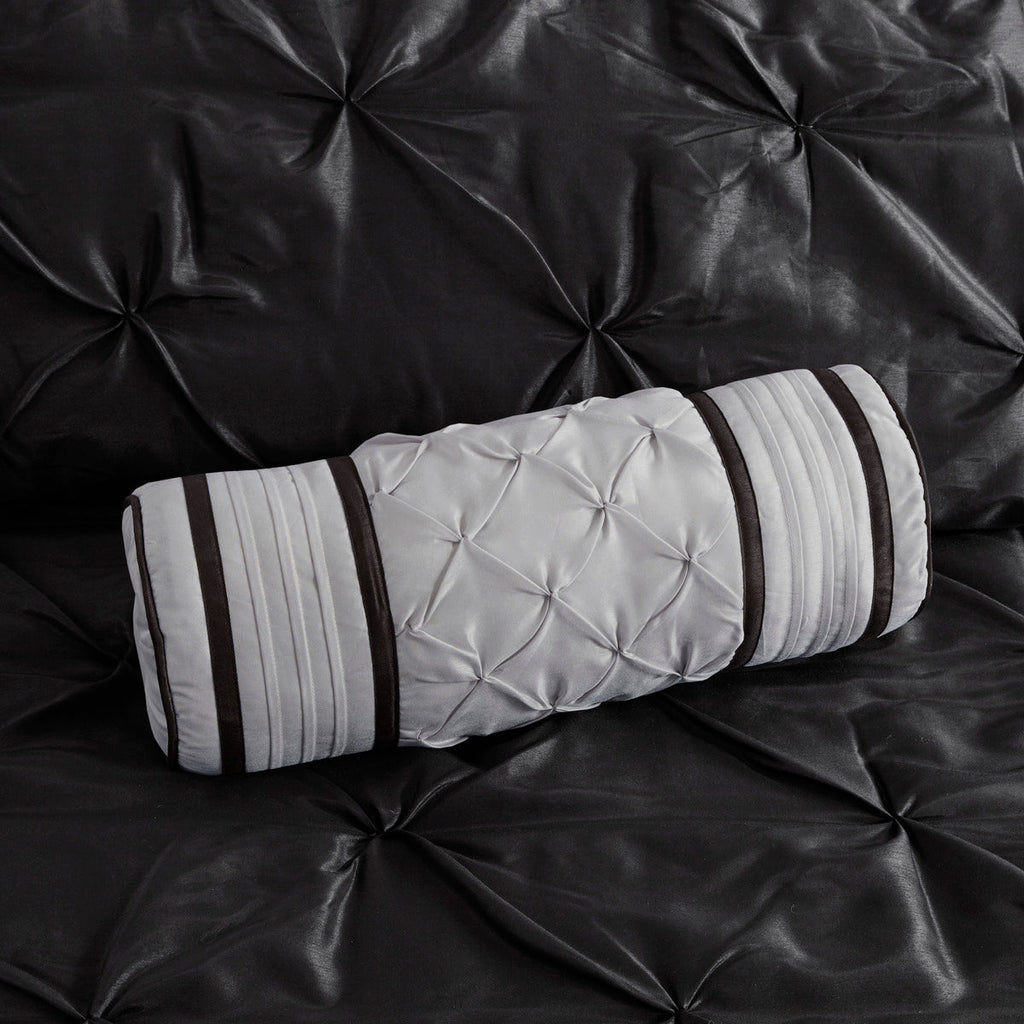 7 Piece Tufted Comforter Set Black Queen