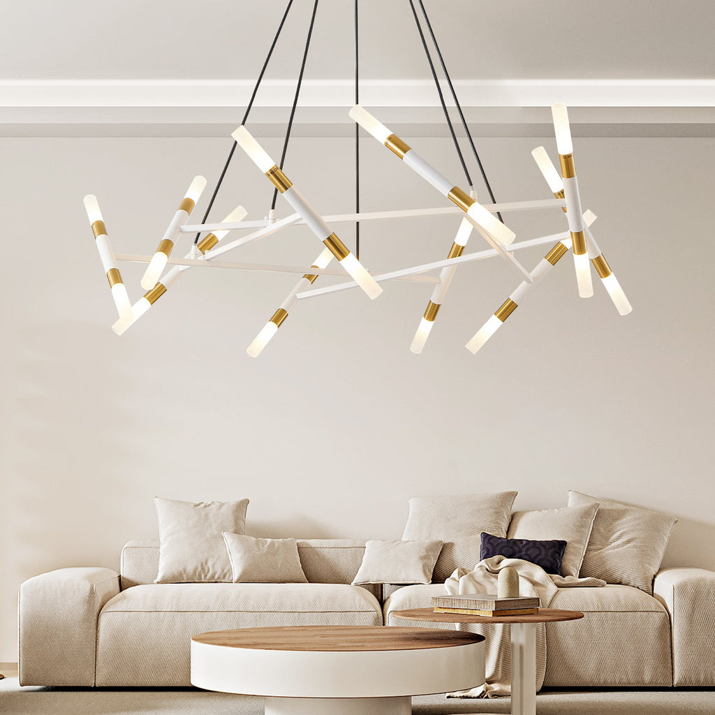 41" White & Golden Modern Chandelier Light Fixture