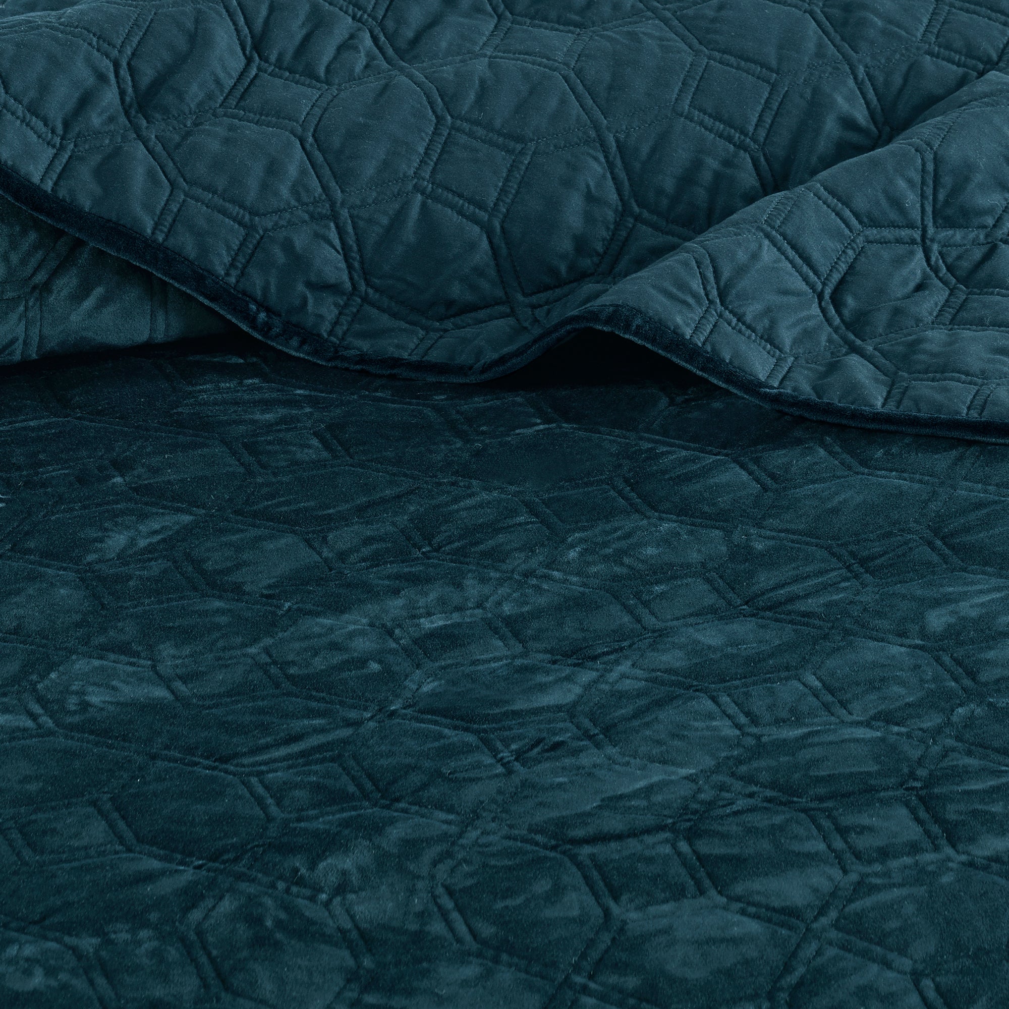 3 Piece Velvet Quilt Set Teal Full/Queen