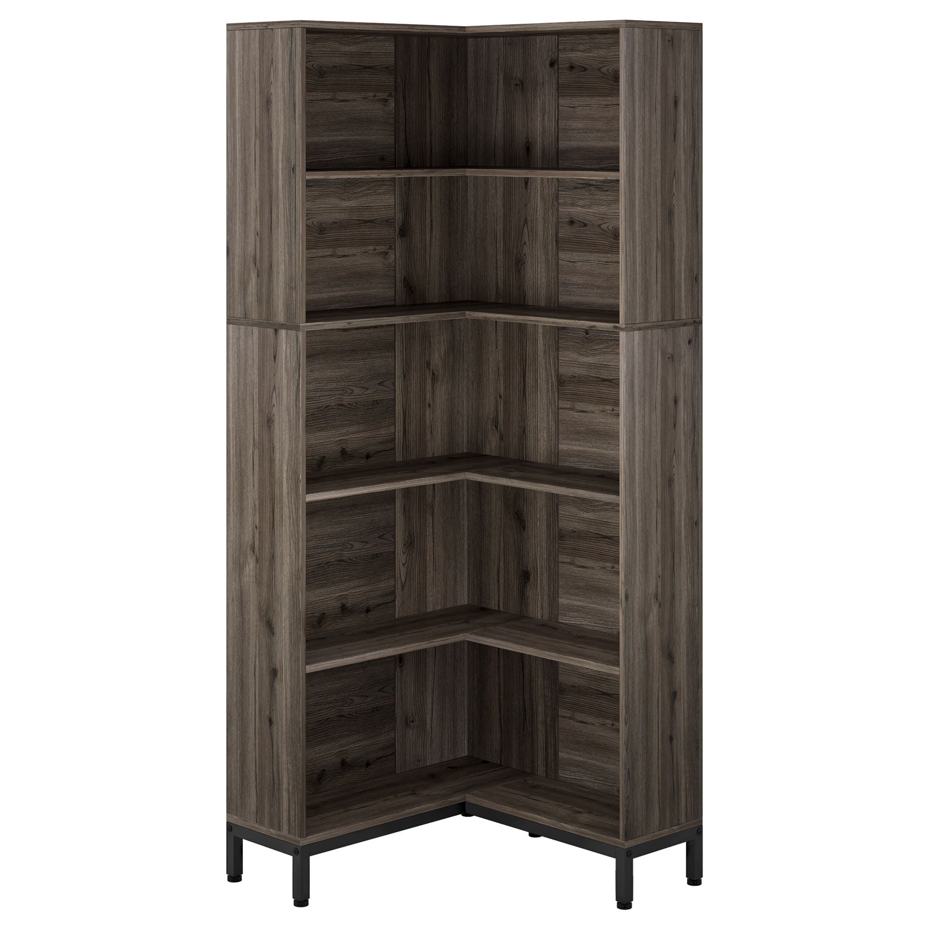L-Shaped Bookcase, 5 Tier Freestanding Corner Bookshelf