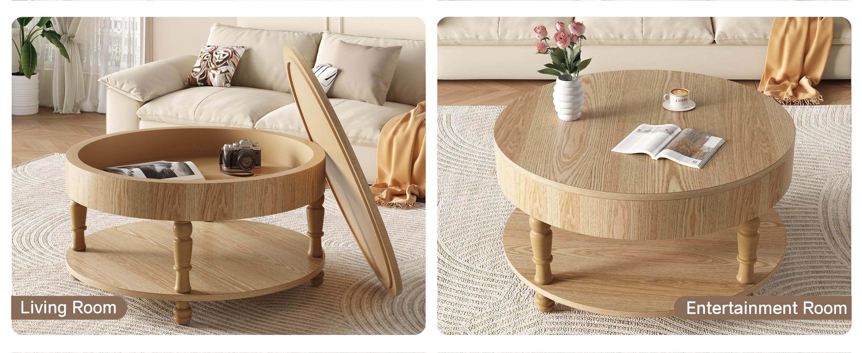 Coffee Table with Dual Storage for Living Room