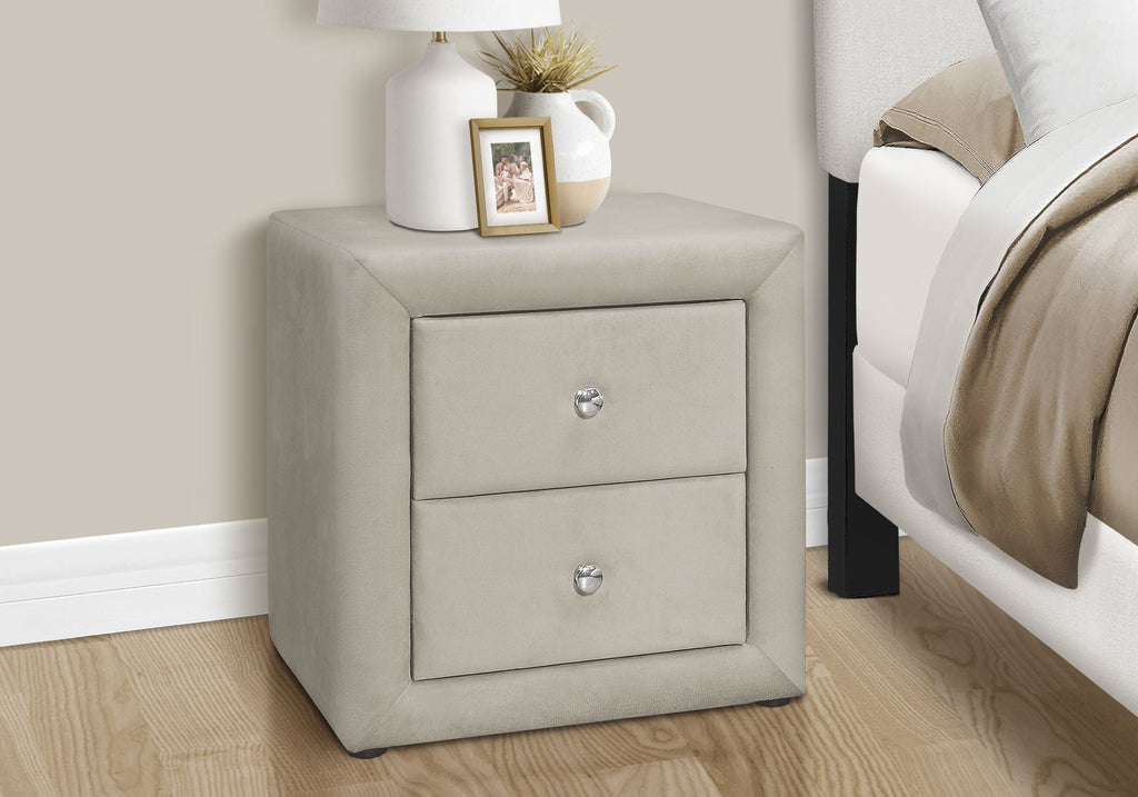 Nightstand With Storage Drawer, Upholstered, Transitional