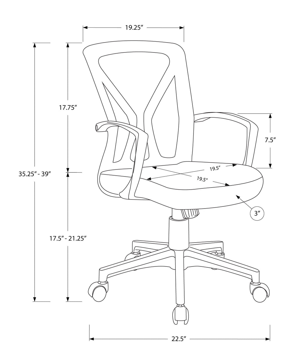 Office Chair Adjustable Height Swivel Ergonomic Mesh Contemporary & Modern