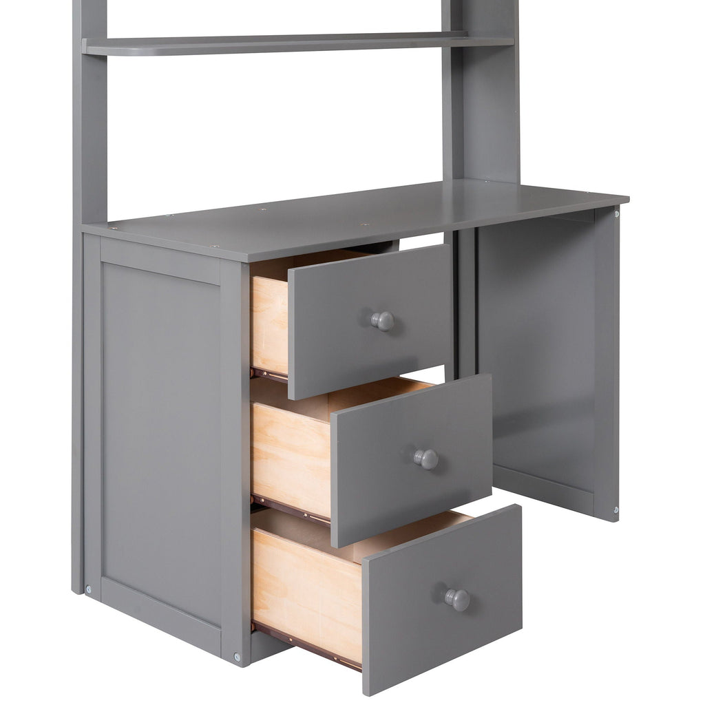 Loft Bed With Drawers, Desk, And Wardrobe