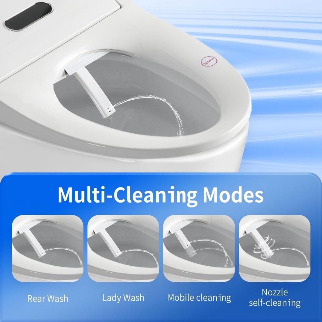 Smart Bidet Toilet Seat & Side Knob Adjustable Heated Seat With Water Temperature And Pressure Adjustment Portable Bidet - White
