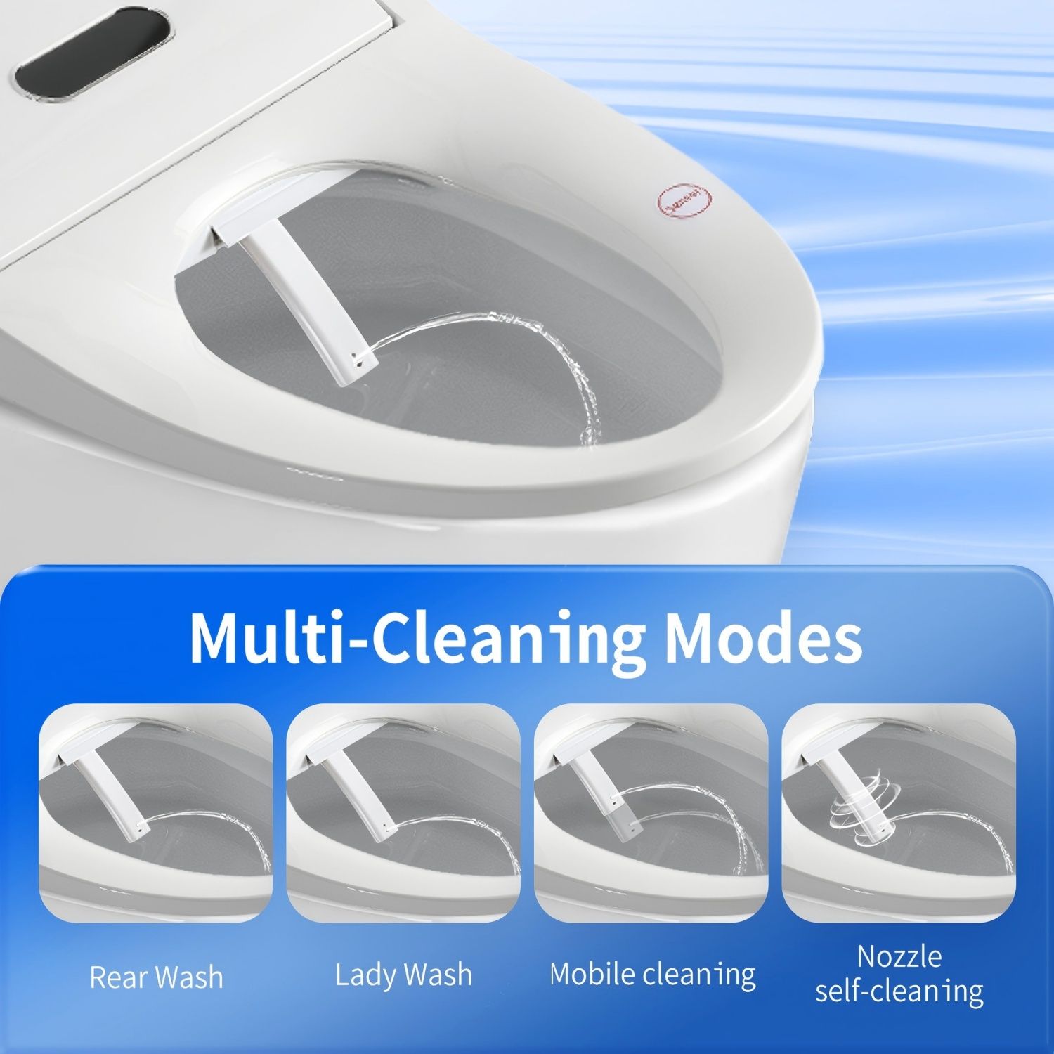 Smart Bidet Toilet Seat & Side Knob Adjustable Heated Seat With Water Temperature And Pressure Adjustment Portable Bidet - White