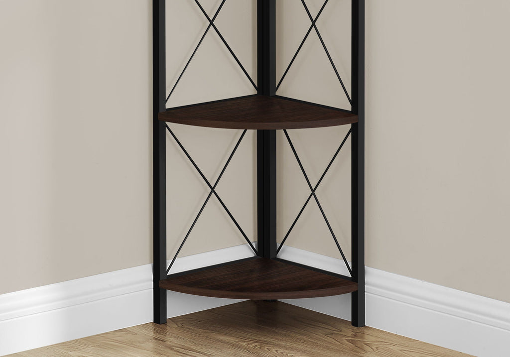 4-Tier Corner Bookshelf with Marble Look and Metal Frame