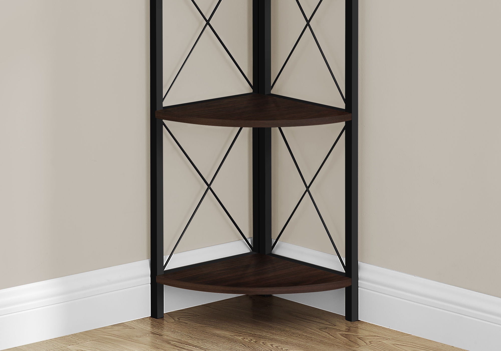 4-Tier Corner Bookshelf with Marble Look and Metal Frame